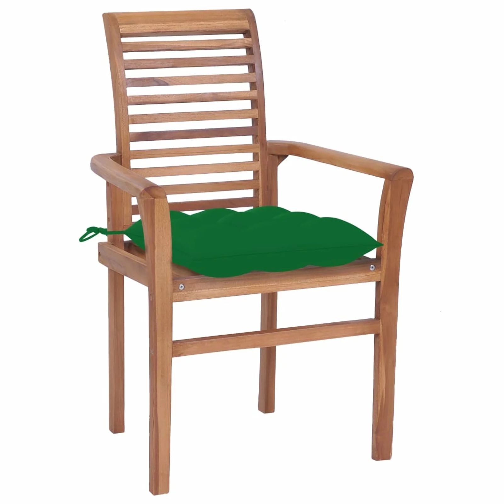 Suzicca Dining Chairs 2 pcs with Green Cushions Solid Teak Wood