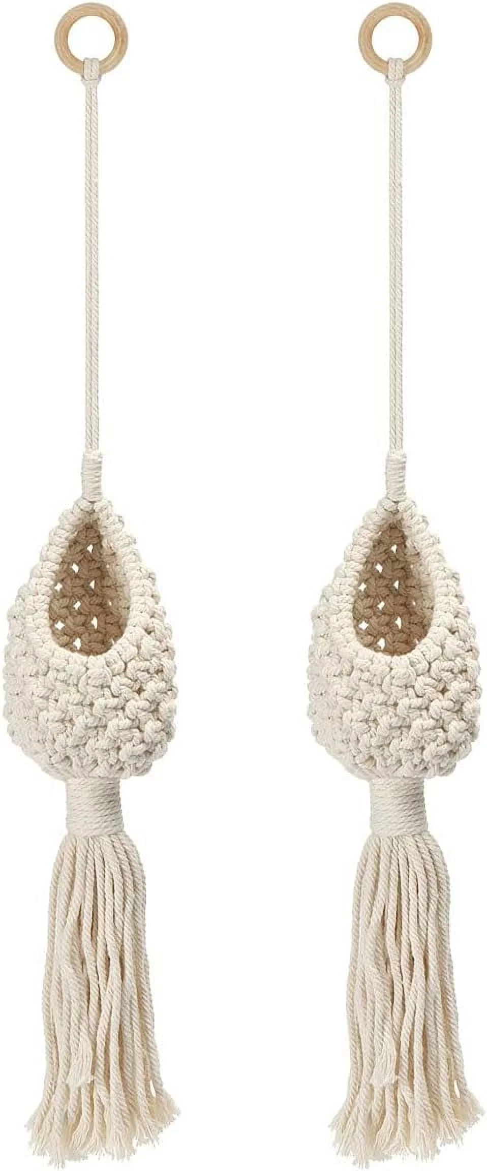 2 Pack Macrame Plant Hanger - Hanging Planters Handmade Hanging Plant Holder Cotton Rope, Decorative Flower Holder For Real & Fake Hanging Plants Indoor Outdoor Boho Home Decor