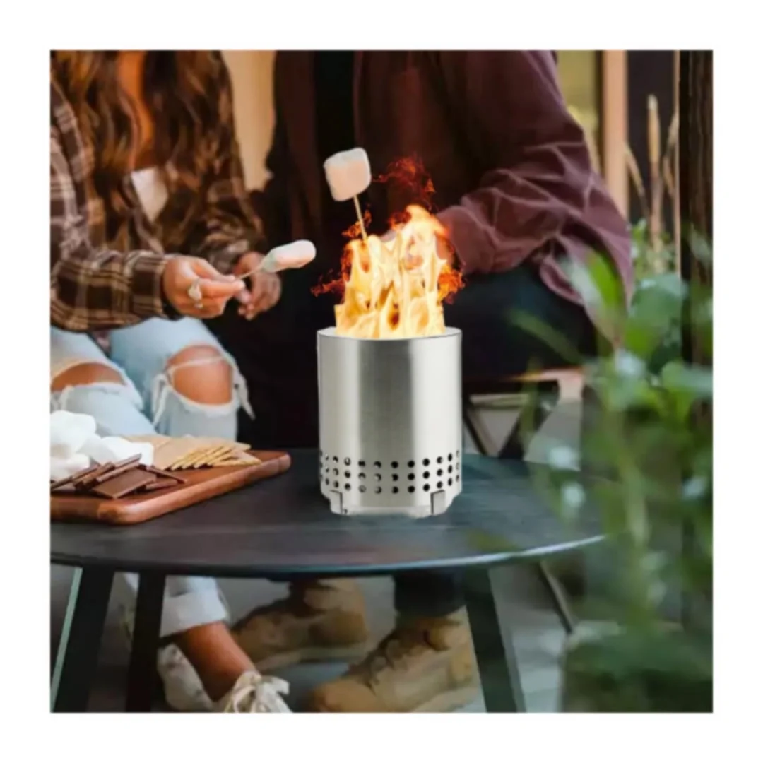 JLLOM Fireplace 304 Stainless Steel Hand Warmer Family Outdoor Camping Mini Portable Small Fireplace Metal Spot Single Layer