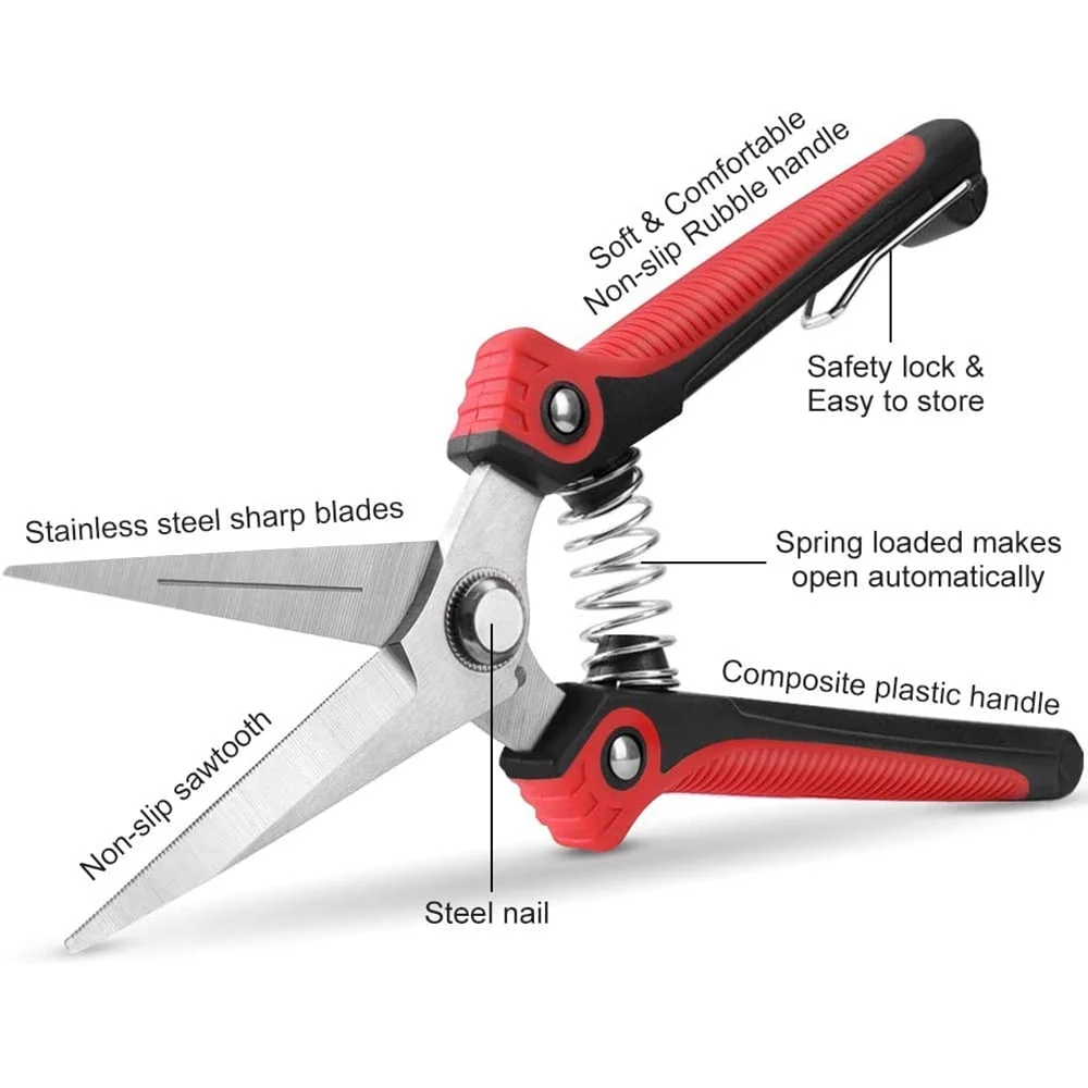 Gardening  Pruner Pruning Shear with Straight Stainless Steel Blades  Ultra Sharp Garden Scissors for Flowers Trimming Plants