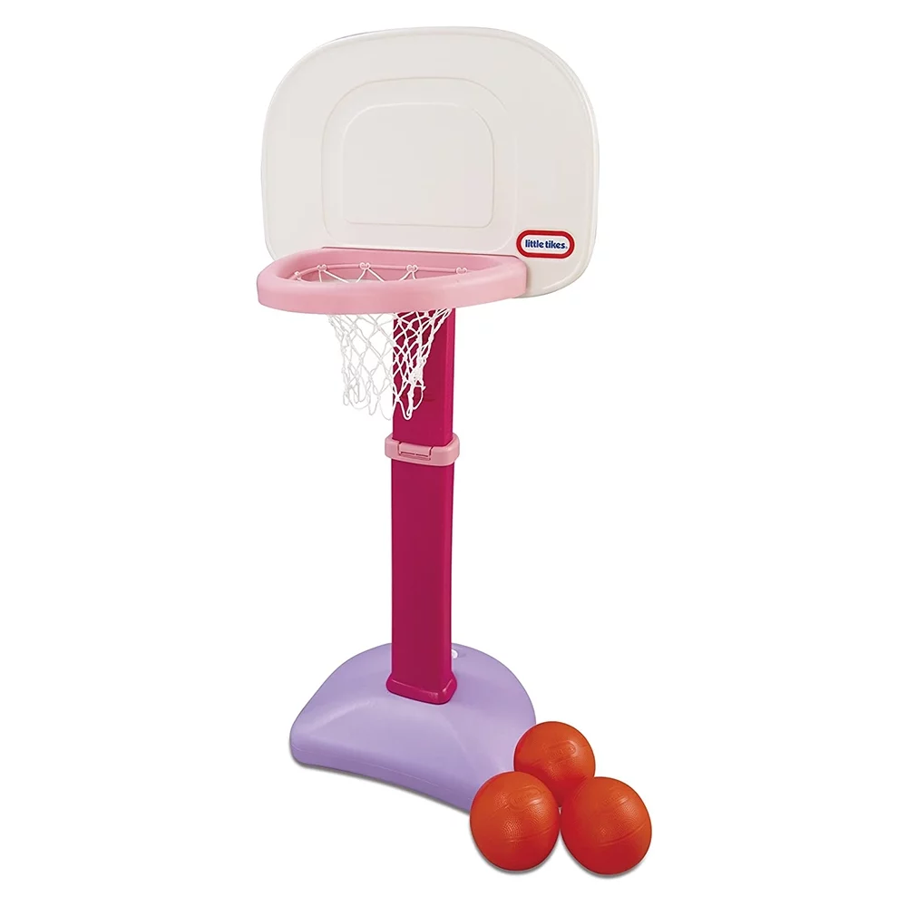 Little Tikes Toddler Easy Score Basketball Set, Adjustable Hoop, 3 Balls, Pink
