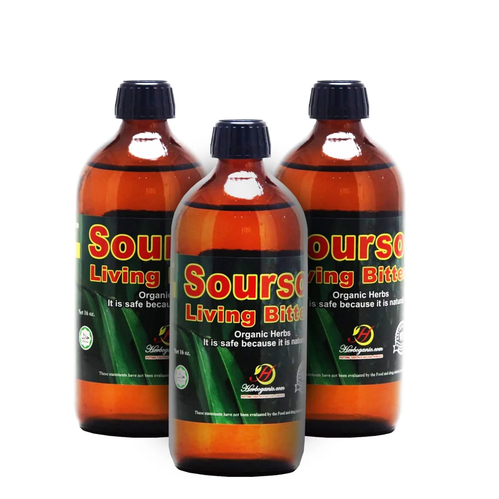 HERBOGANIC Soursop Living Bitters - Natural 16 Ounce | Pack of 3