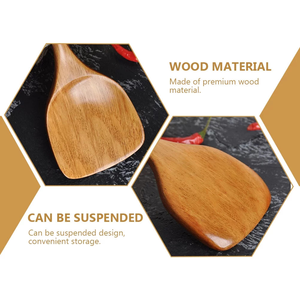 Face Spatula Ramen Cooker Kitchen Tools Handle Cooking Shovel Wooden Old Painted Round Spoon Ceramics