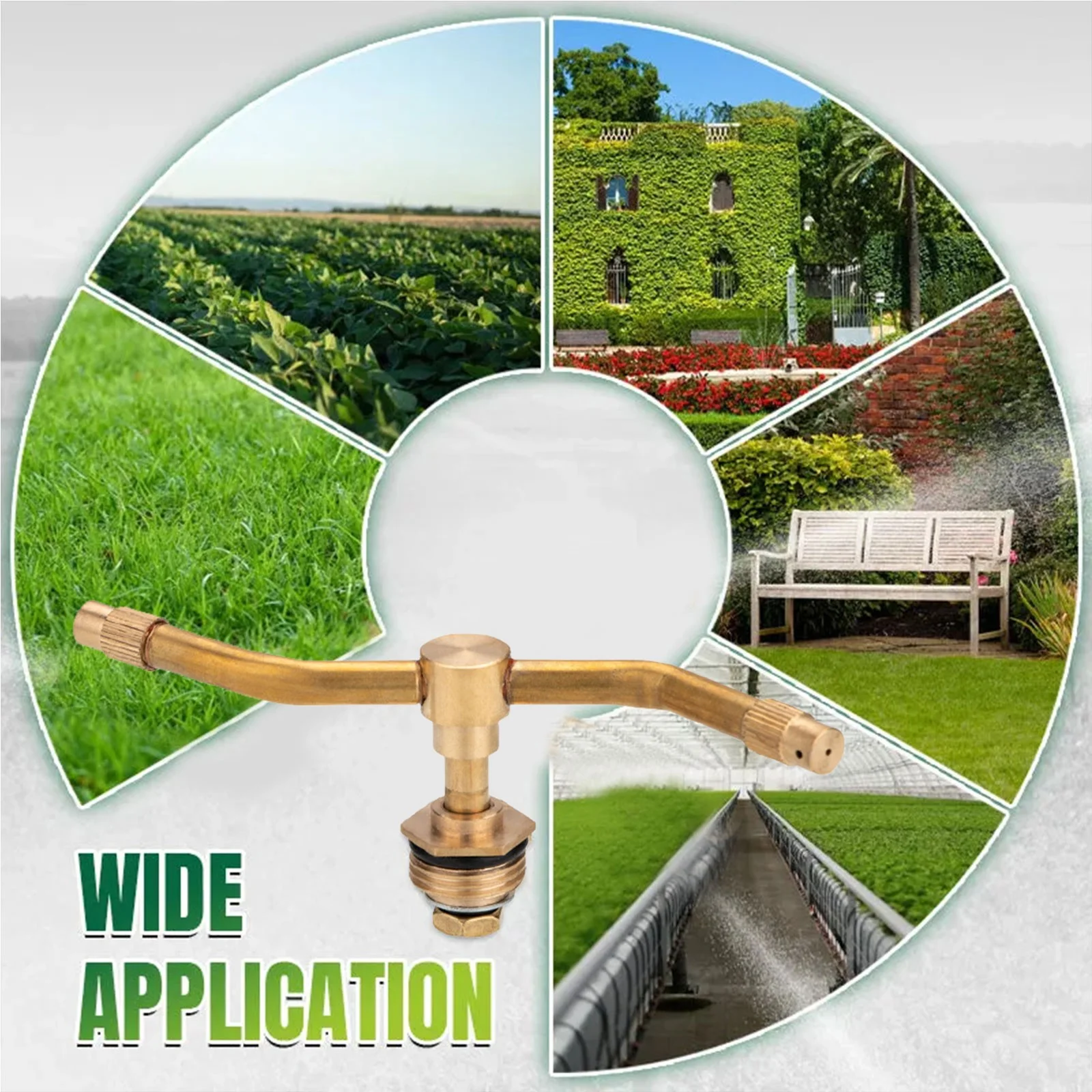 MVNSFEW Automatic Rotating Sprinkler Copper 2 Pronged 4 Prong Nozzle 4 Points Automatic Rotating Watering Device Garden Irrigation Water