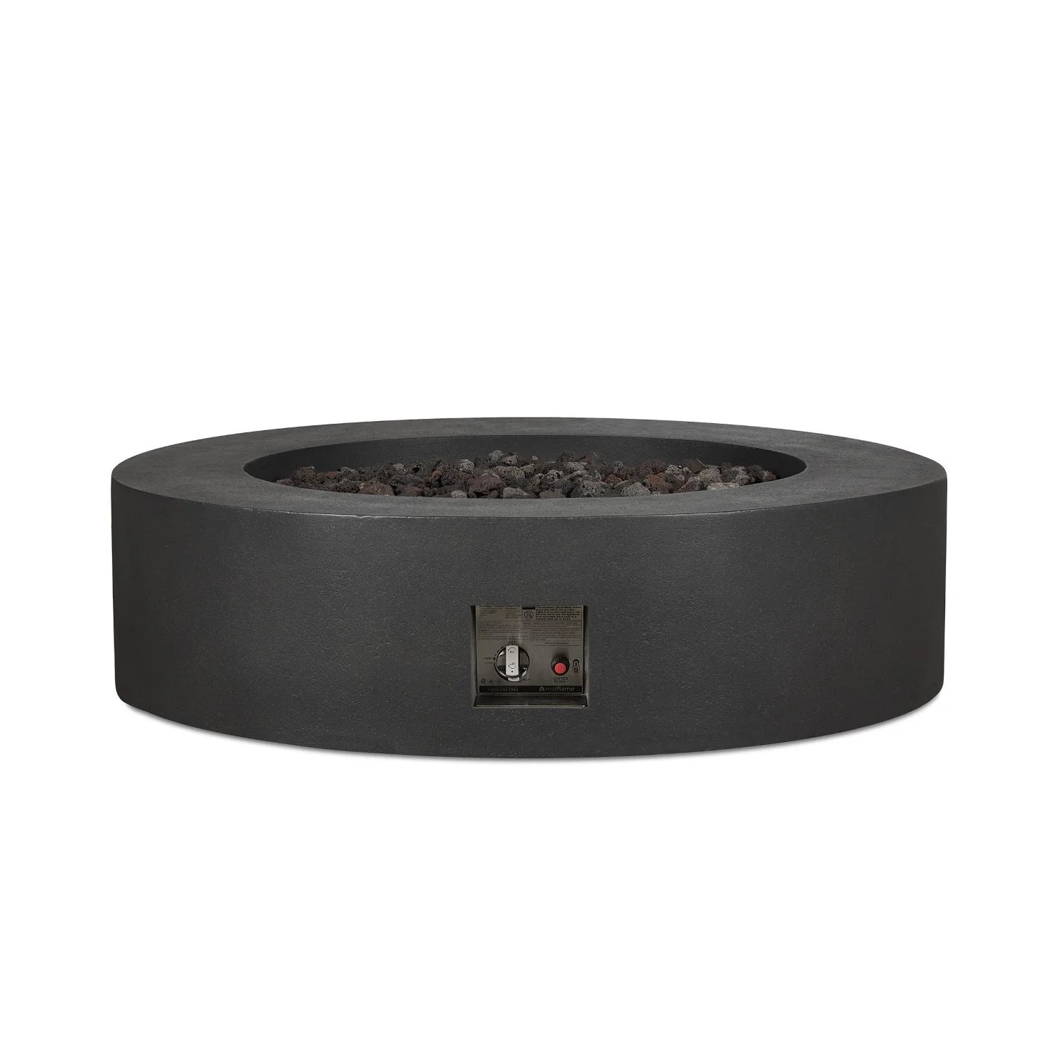 La Valle 43 Inch Round GFRC Concrete Propane Fire Pit Table in Carbon By BBQGuys Signature