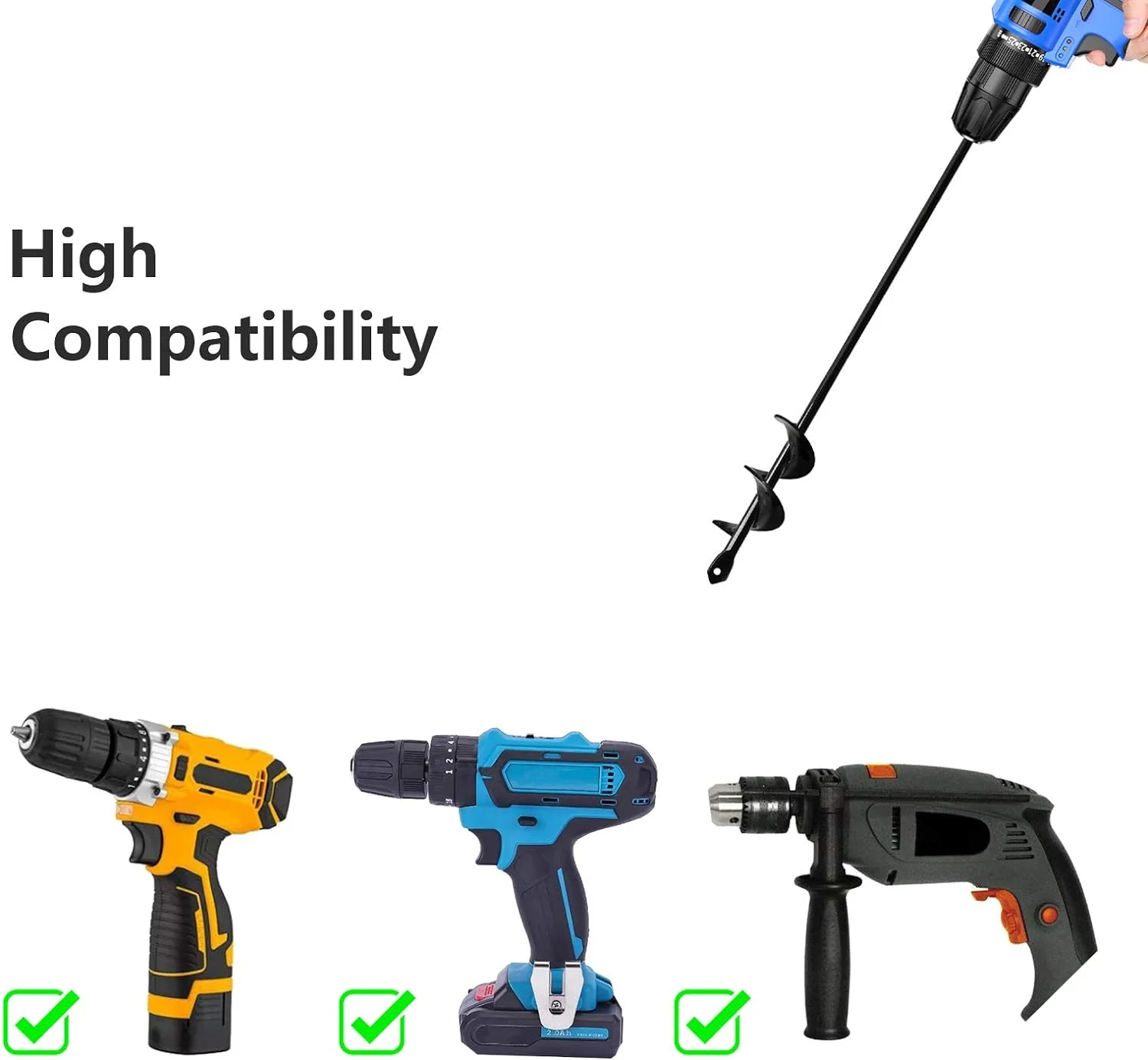 HUAPPNIO Garden Tools Blub Planter for Planting Auger Drill Bit 1.57x17.7 Inches