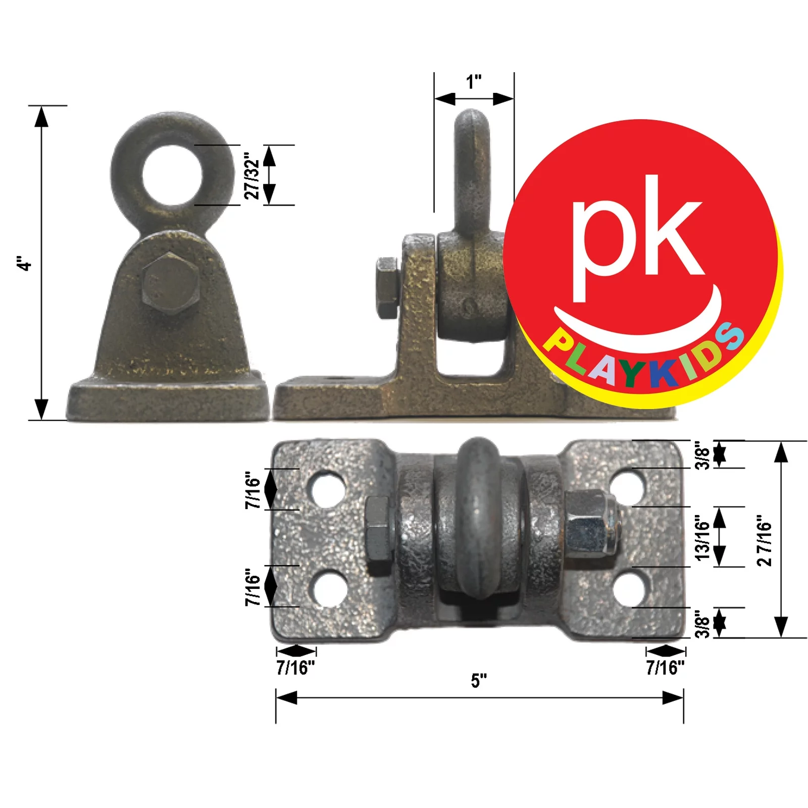 Playkids Swing Hangers (Pair of Four) – Commercial Grade (4 Bolt) for Swing Set Playground