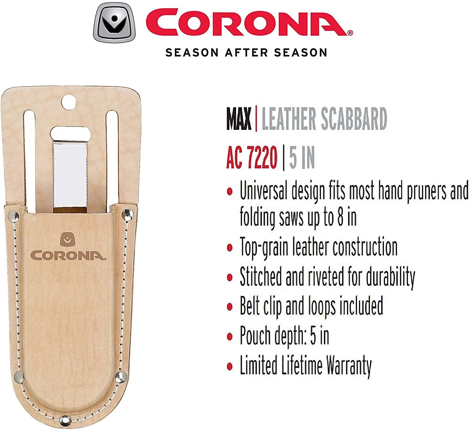 Corona AC 7220 Leather Pruner Scabbard Holster, 5-Inch