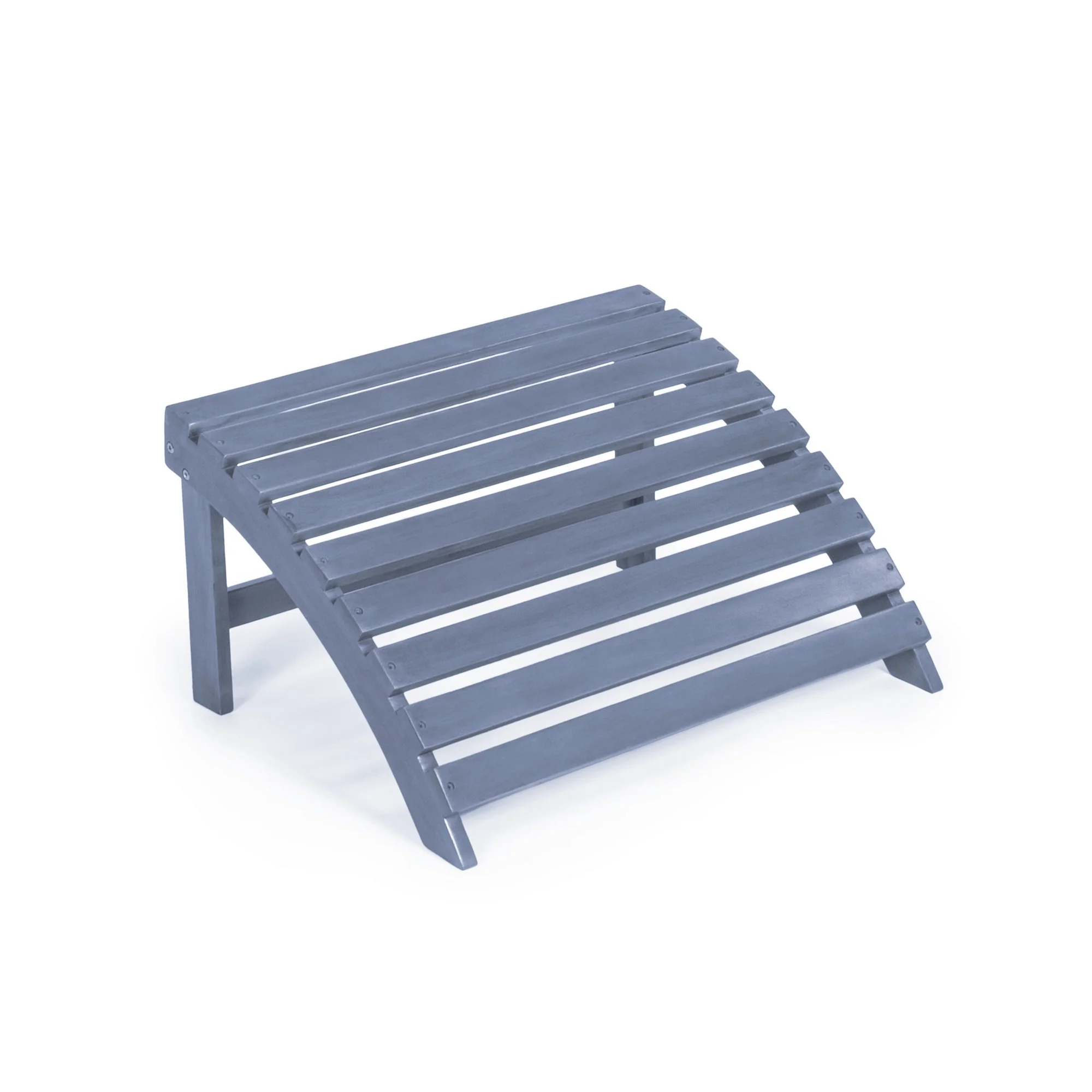 Saranac 2-Piece Traditional Rustic Acacia Wood Adirondack Chair with Detachable Ottoman, Cashmere Blue