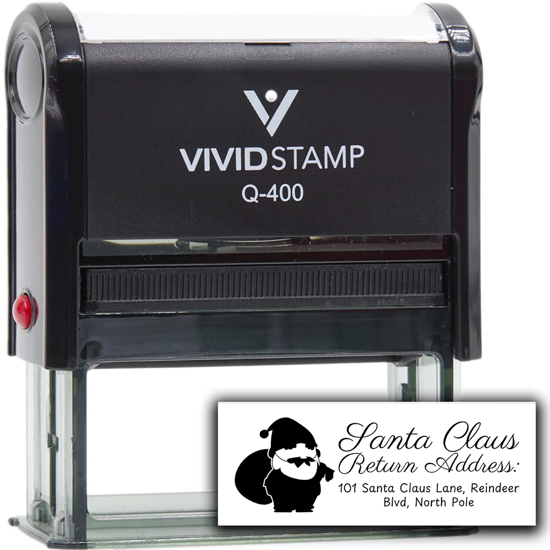 All Quality Santa Claus Return Address: 101 Santa Claus Lane, Reindeer Blvd, North Pole | Christmas Gift Stamp | Festive Season (Black Ink) - Q-400