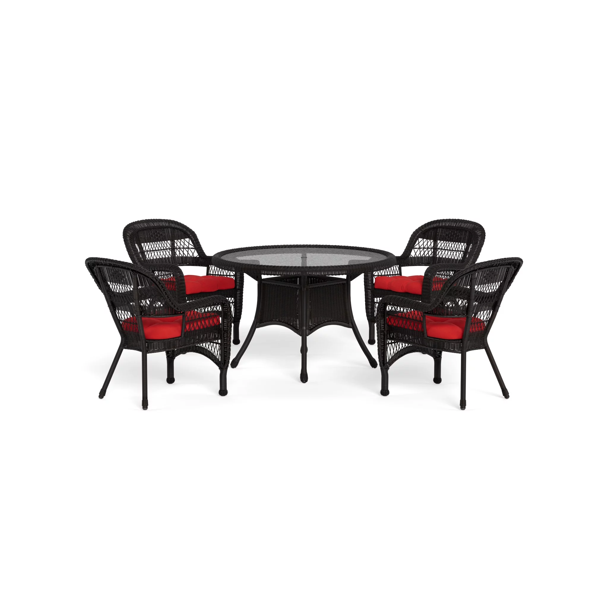 Tortuga Portside 5 Piece Patio Dining Set - Dark Roast Wicker with Monti Pompeii Cushions