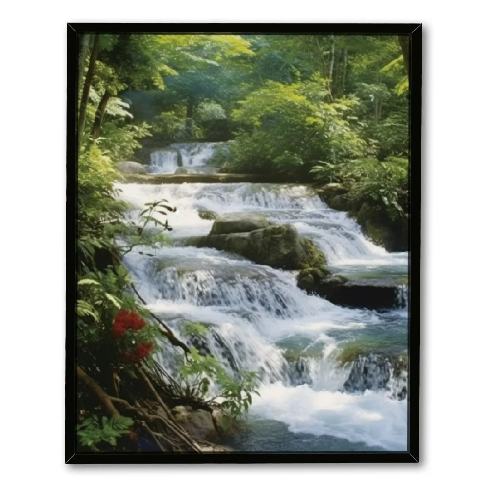 Ulloord Dunns River Falls, Ocho Rios, Jamaica, Canvas Wall Art Print, Waterfall Home Decor Artwork