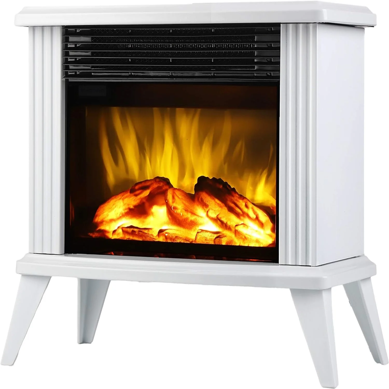 1500W Mini Electric Fireplace Tabletop Portable Heater 14'' (Black  Metal)