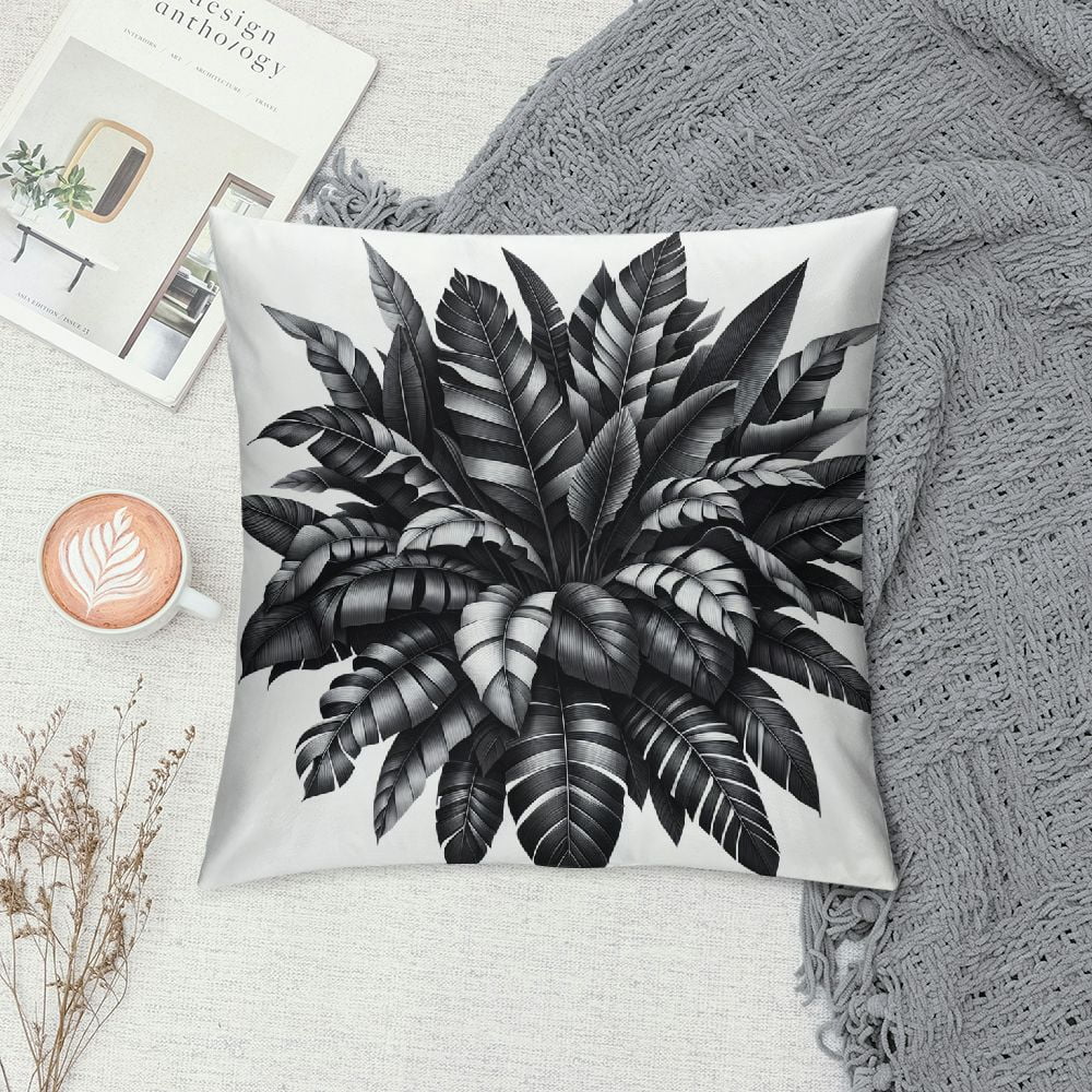GOSMITH Throw Pillow Cover Black White Tropical Plants Monstera Leaf Areca Palm Banana Leaves Decorative Pillowcase Cushion Case Double Sided Design Printed Square