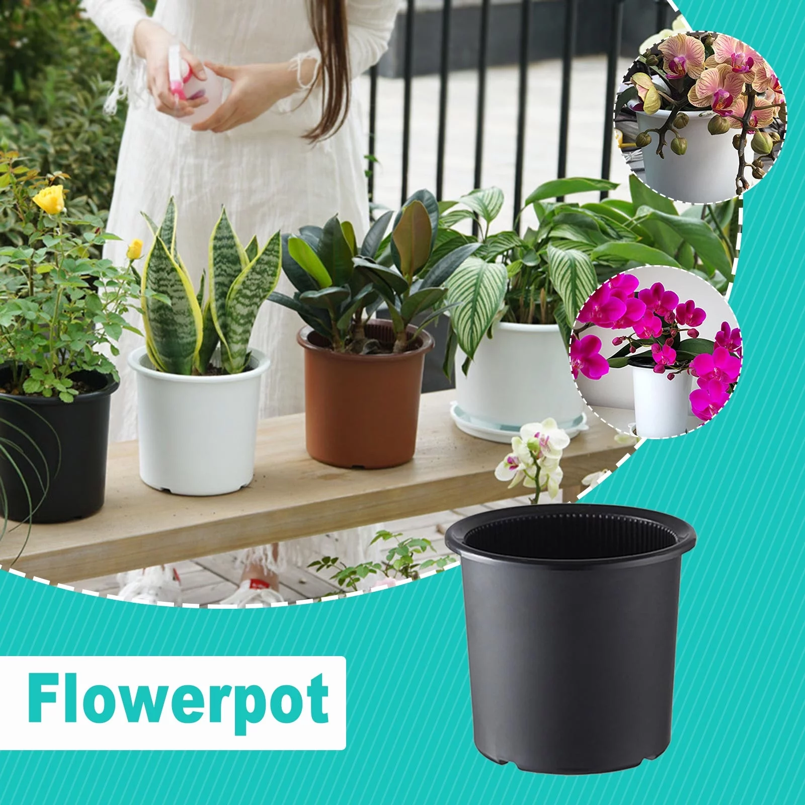 BNNG 16cm Orchid Clear Flower Pot Plastic Slotted Breathable Orchid Pots Round Planter Plastic Plant Pot with Rolled Rim for Indoor Outdoor Plants Flowers Herbs