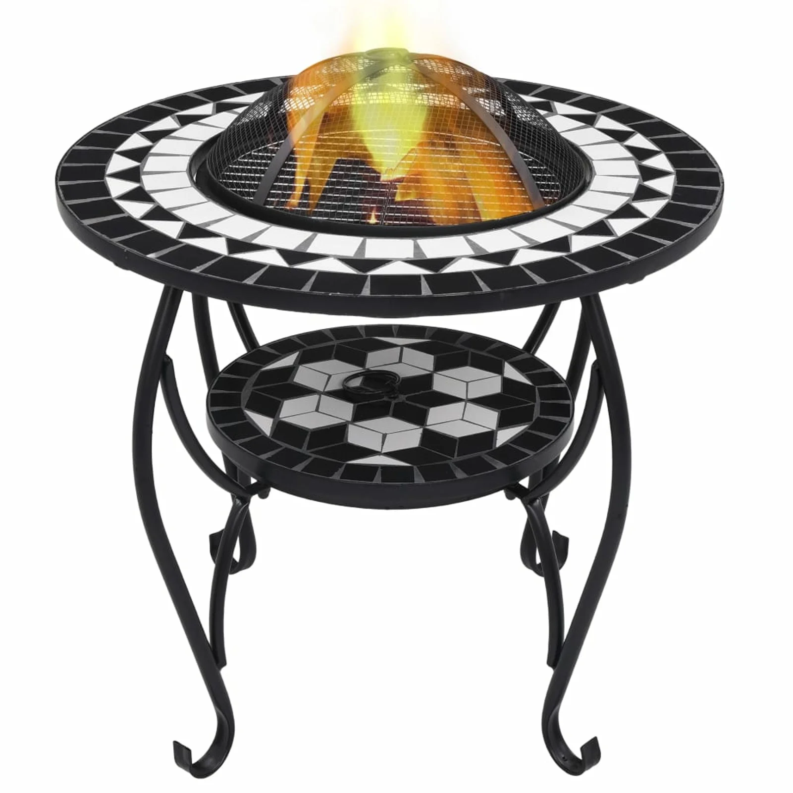 Carevas Fire Pit Table Black and White 26.8