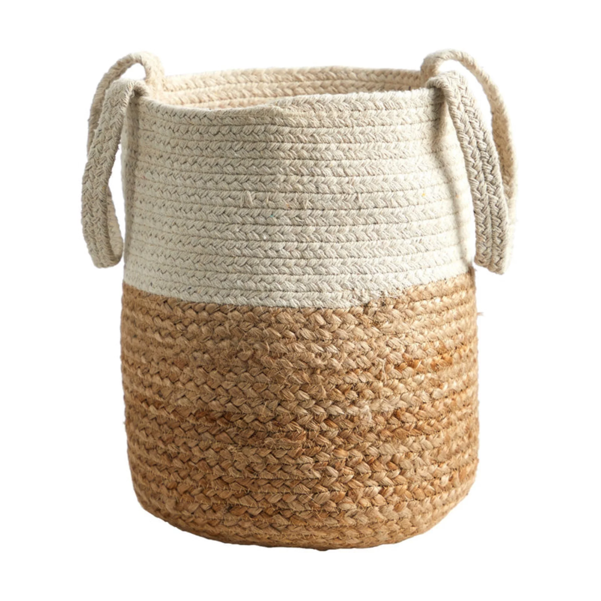 Nearly Natural  12.5 in. Handmade Natural Jute & Cotton Planter