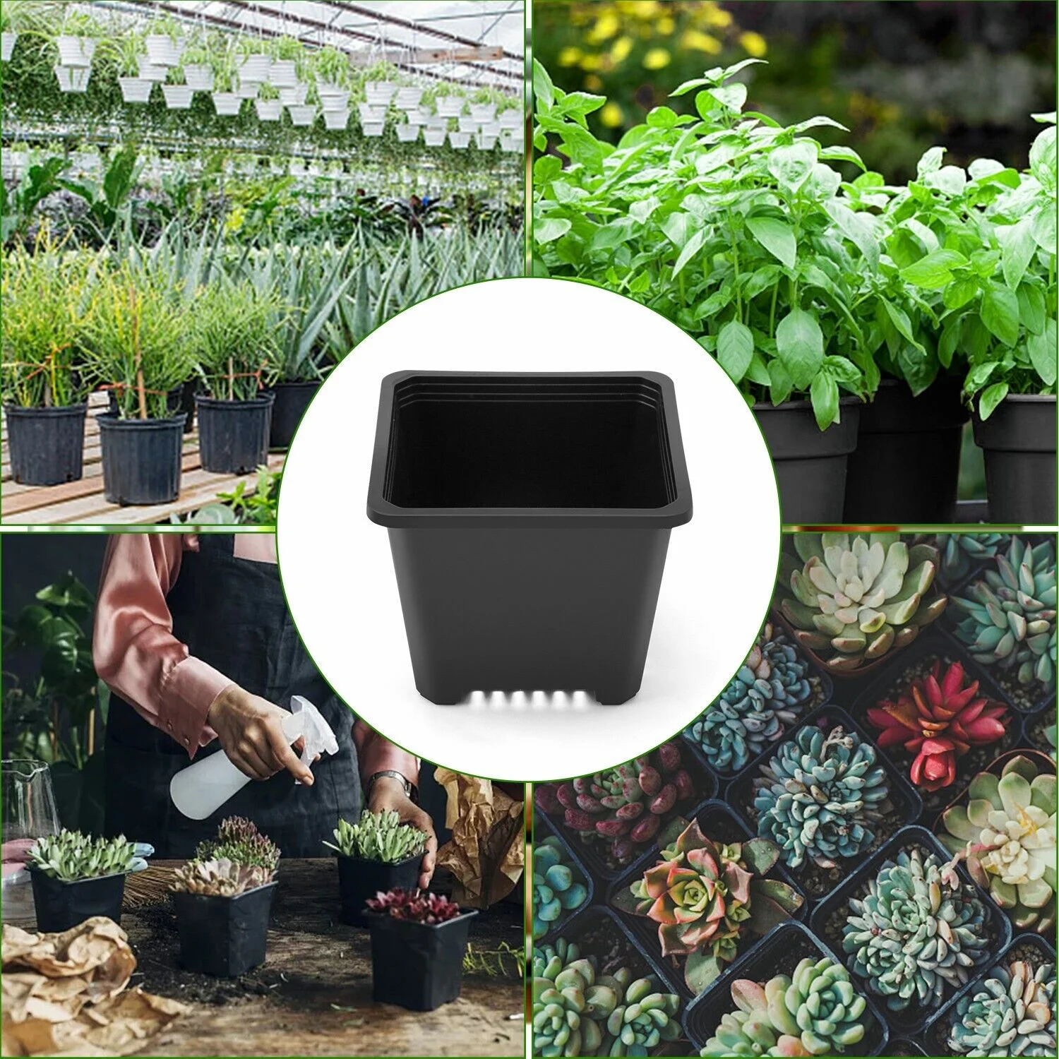 10pcs Black Square Plastic Seedling Pots Seed Pots Flower Pots Transplant Pots