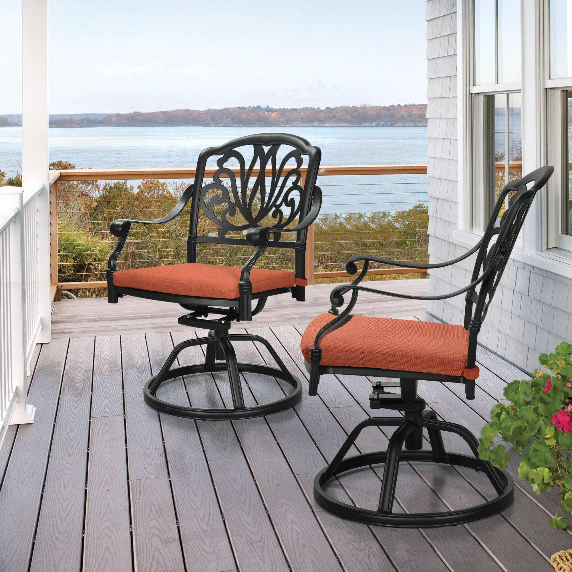 DWVO 5 Piece Cast Aluminum Outdoor Patio Dining Set,Cushioned Swivel Chairs Set of 4 and 35