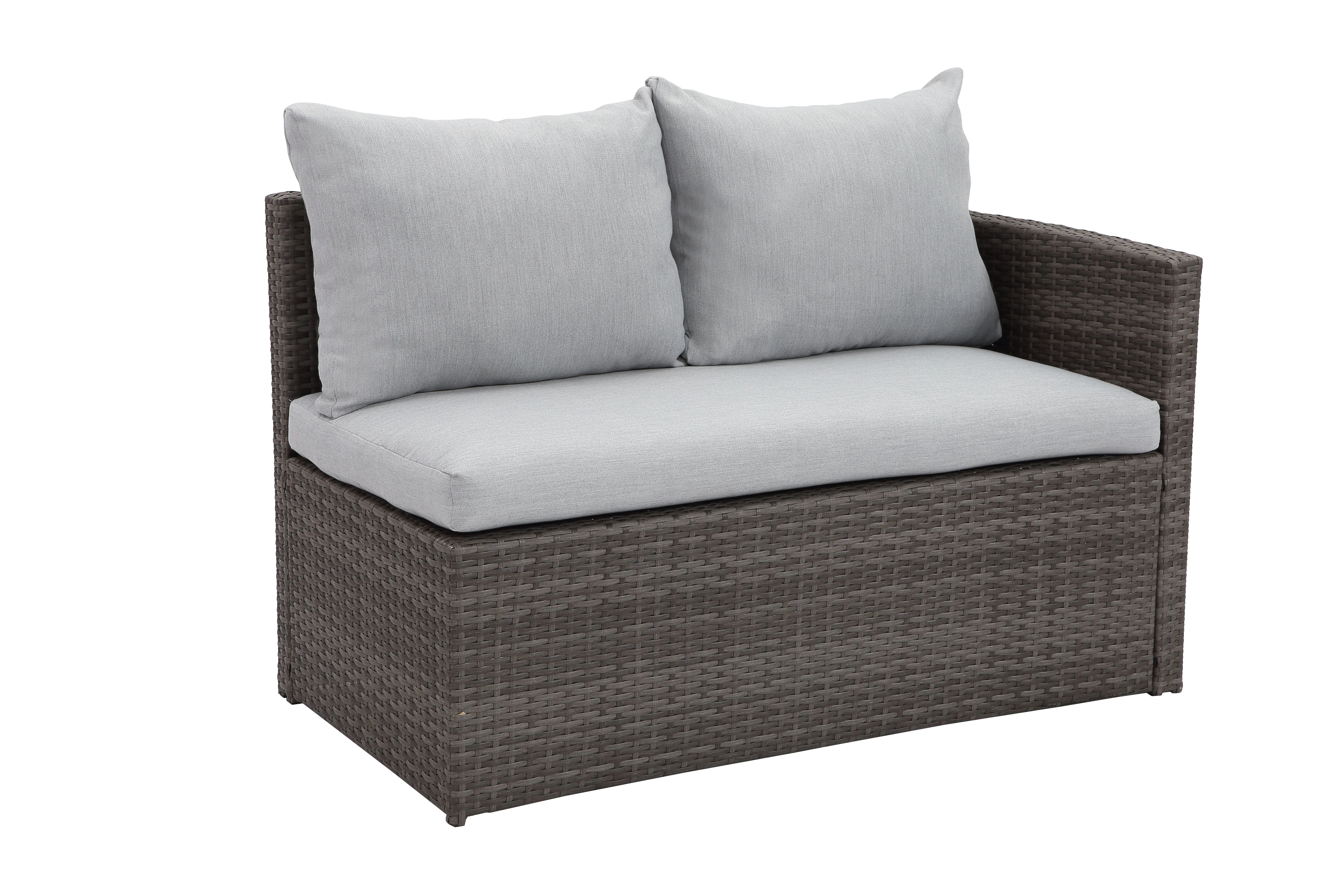 Homiyad 7-Pieces PE Rattan Wicker Patio Dining Sectional Cusions Sofa Set with Grey Cushions