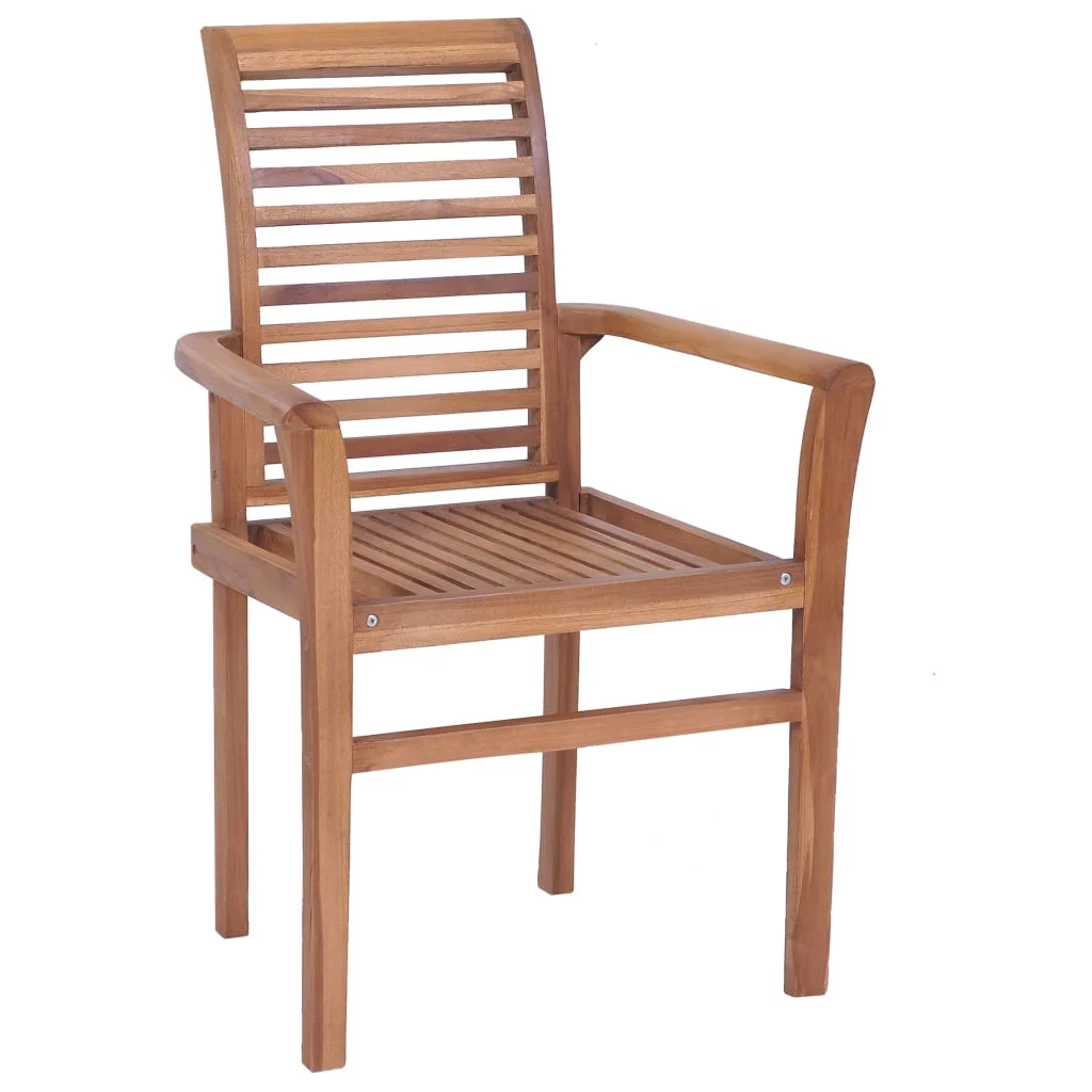 Anself Dining Chairs 8 pcs with Beige Cushions Solid Teak Wood
