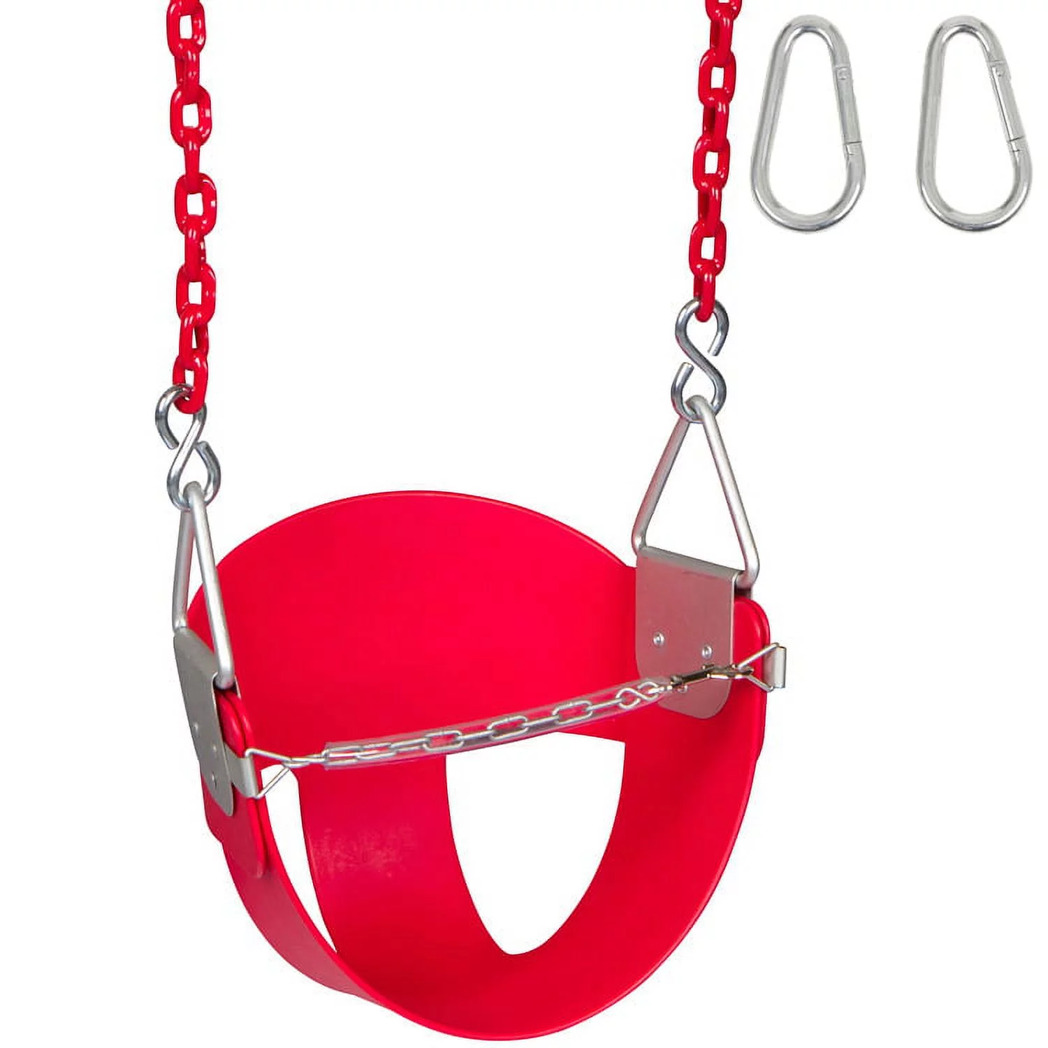 Highback Half Bucket with 5.5 Ft. Coated Chains (Red)