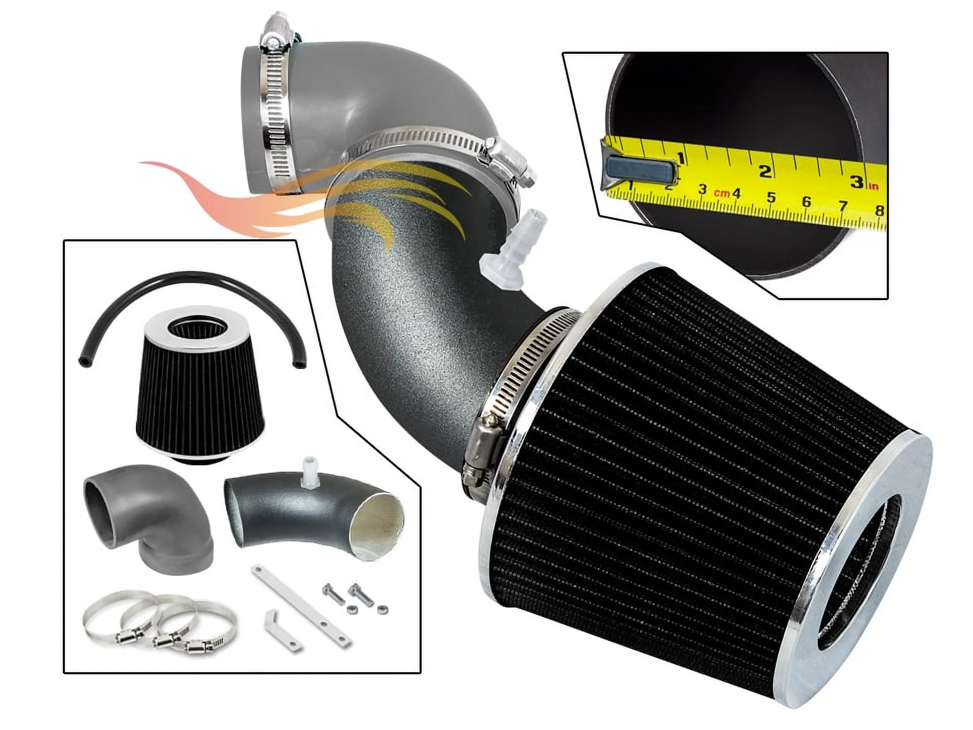 RW SERIES - MATTE BLACK PIPE GRAY - SHORT RAM INTAKE Compatible For 06-08 Honda Fit/Jazz 1.5L L4