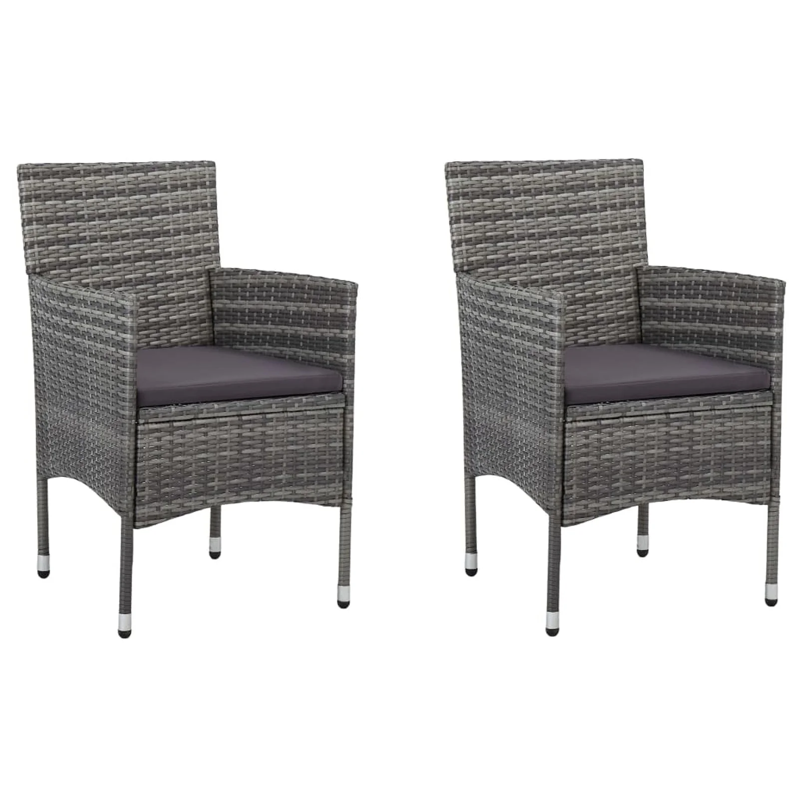 Garden Dining Chairs 2 pcs Poly Rattan Gray