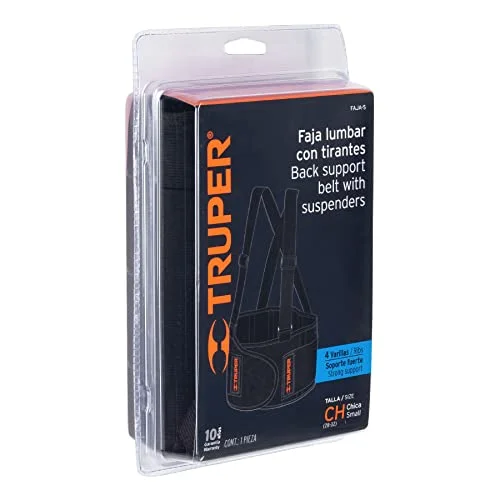 TRUPER FAJA-S S(28-32) Lumbar Back Braces w/ Shoulder Straps. SAFETY PRODUCTS. 1 Pack