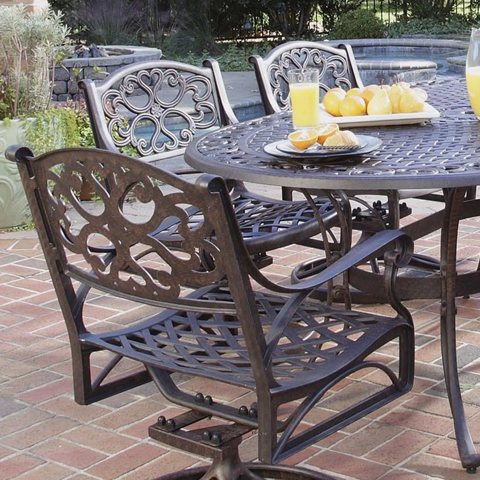 Homestyles Sanibel Aluminum 7 Piece Outdoor Dining Set in Bronze