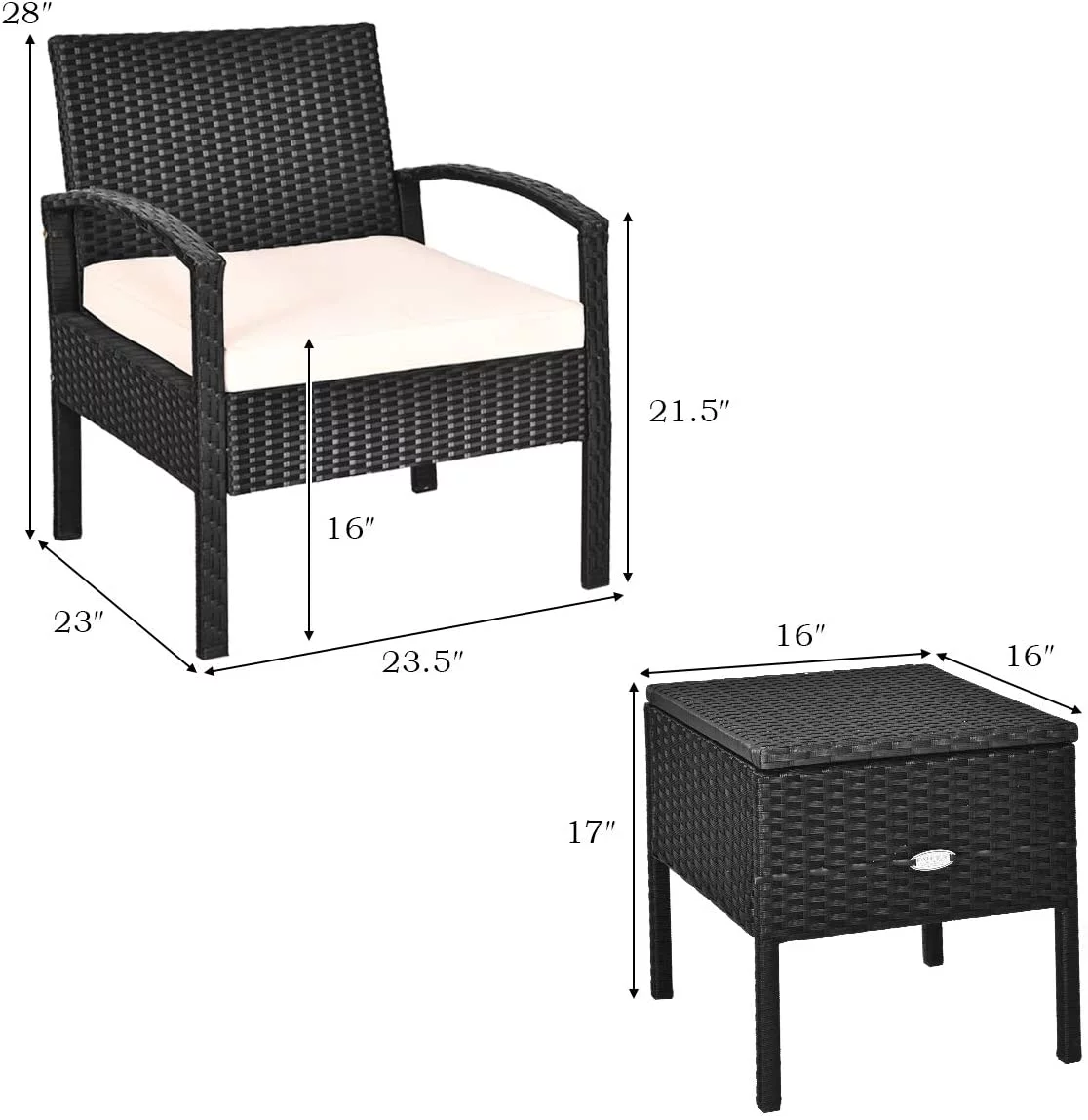 Dina Rattan Patio Furniture Set 3 Pieces  Wicker Conversation Set with Tempered Glass Coffee Table  Seat Cushions  Outdoor Chair Wicker Sofa for Backyard Balcony Porch Poolside  Turquoise