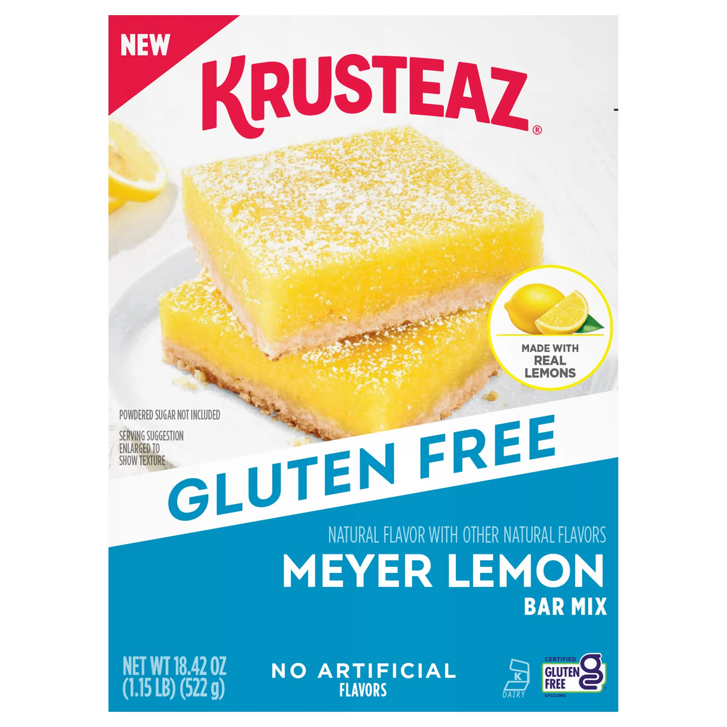 Krusteaz Gluten Free Meyer Lemon Bar Mix, 18.42 Oz Box (Pack Of 8)