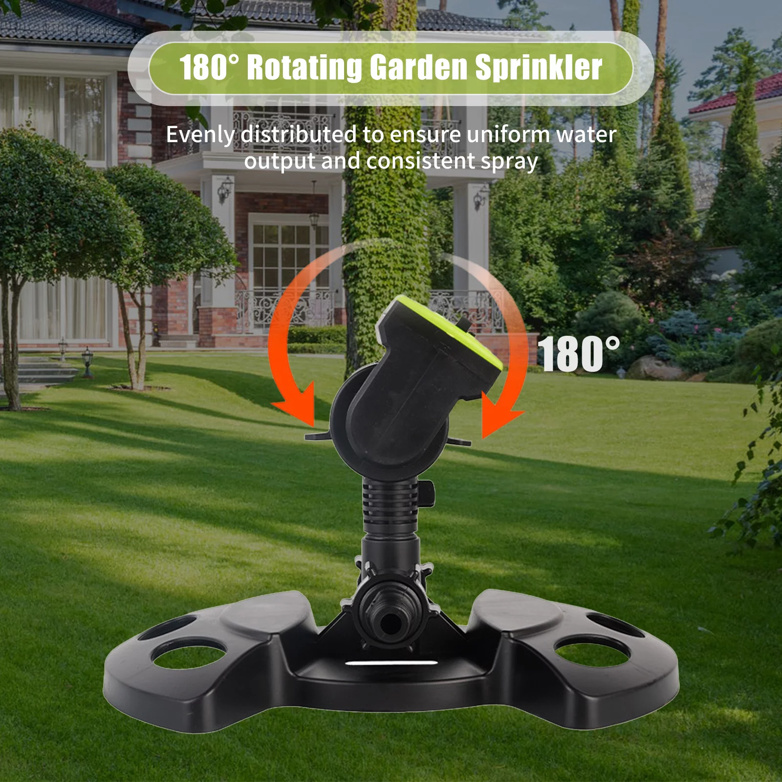 Anself 180° Rotating Garden Sprinkler Adjustable Large Coverage Lawn Sprinkler Irrigation System  Garden Patio Courtyard Sprayer Gardening Watering System