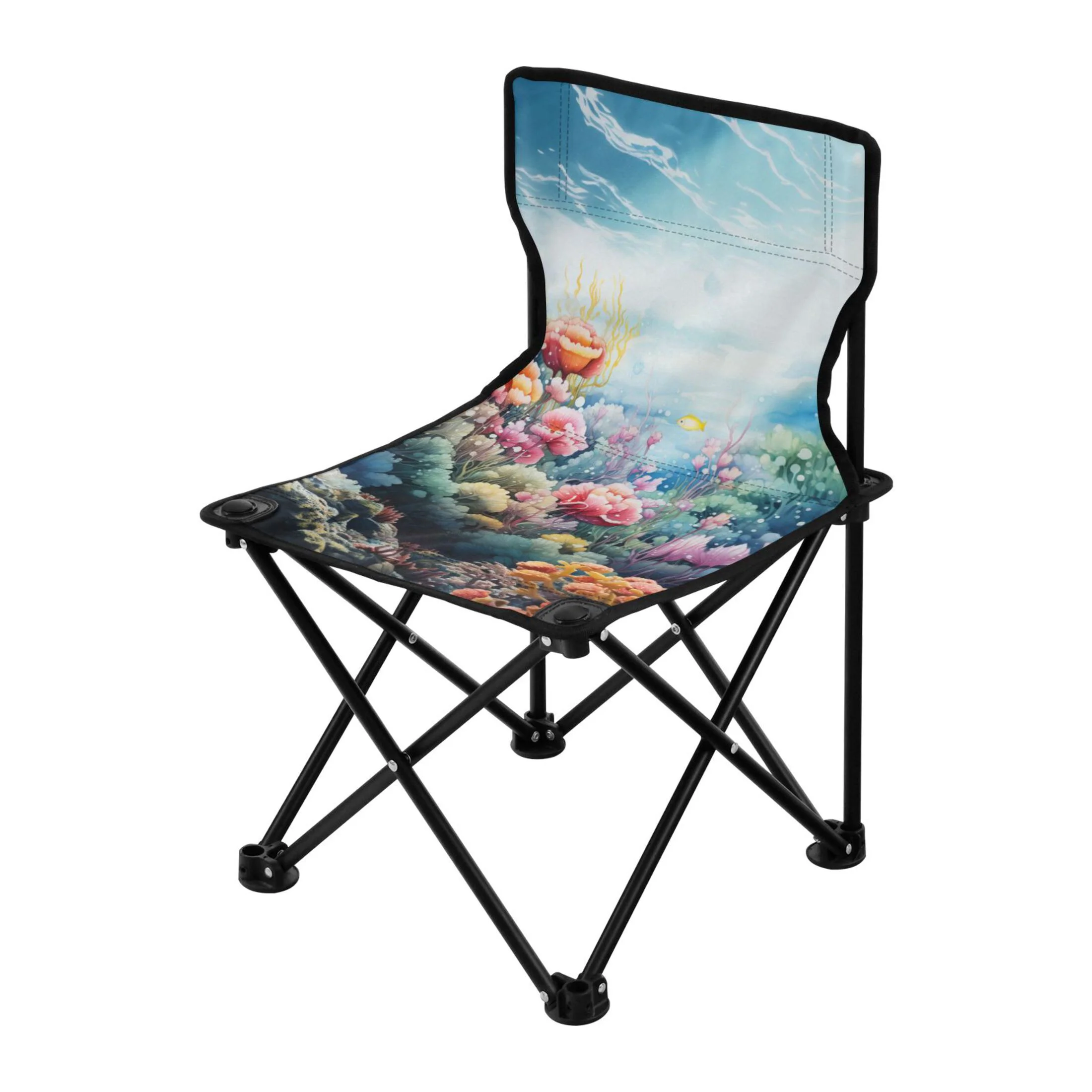 Flowers Landscape Portable Camping Chair Outdoor Folding Beach Chair Fishing Chair Lawn Chair with Carry Bag Support to 220LBS
