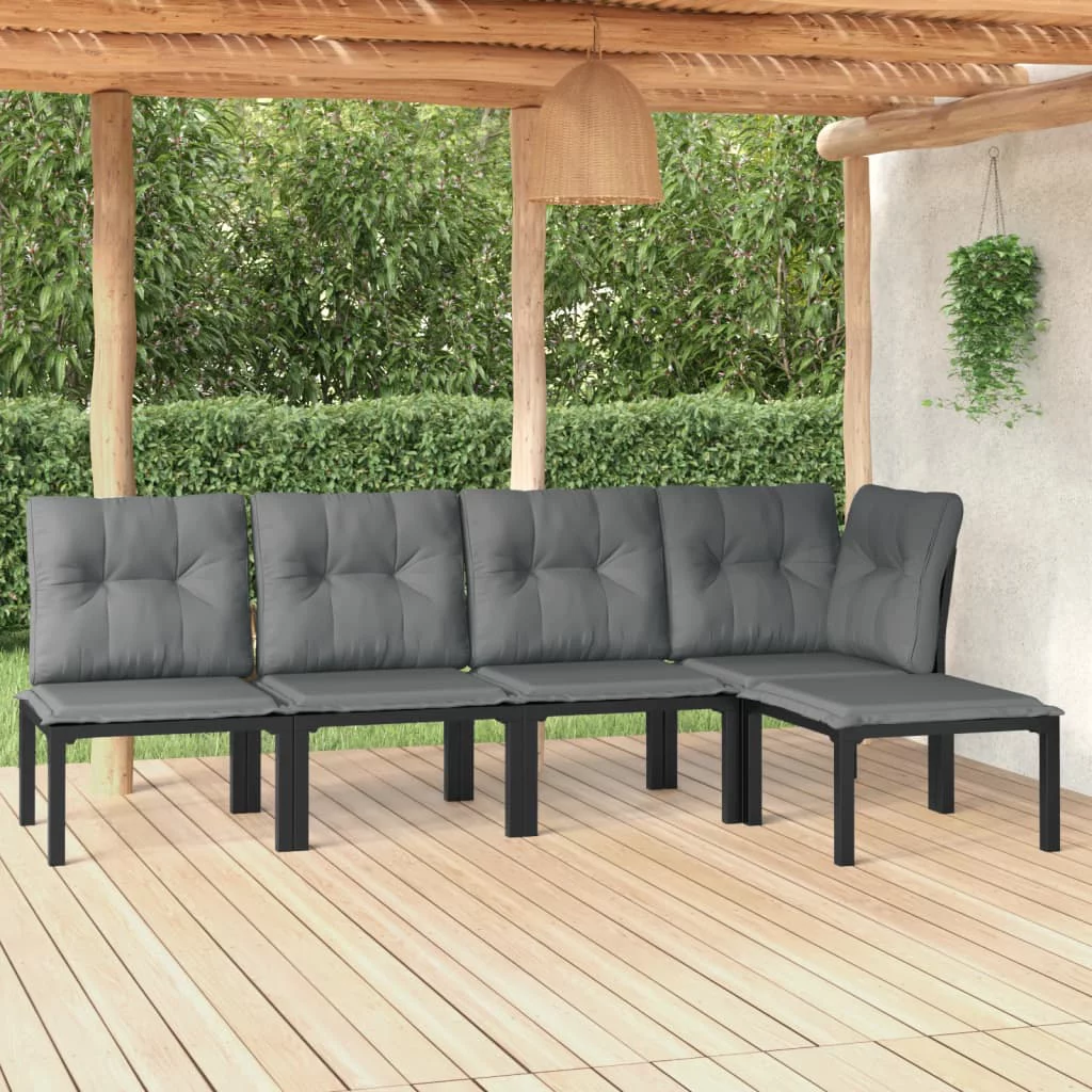 Irfora 5 Piece Patio Set Black and Gray Poly Rattan