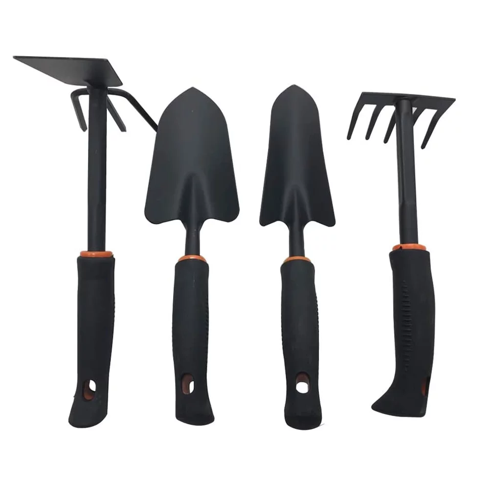 imUfer 4 Pack Of Gardening Tools Including Rake Hoe Wide And Narrow Shovel Suitable For Shovel Hoe Dig Weeding