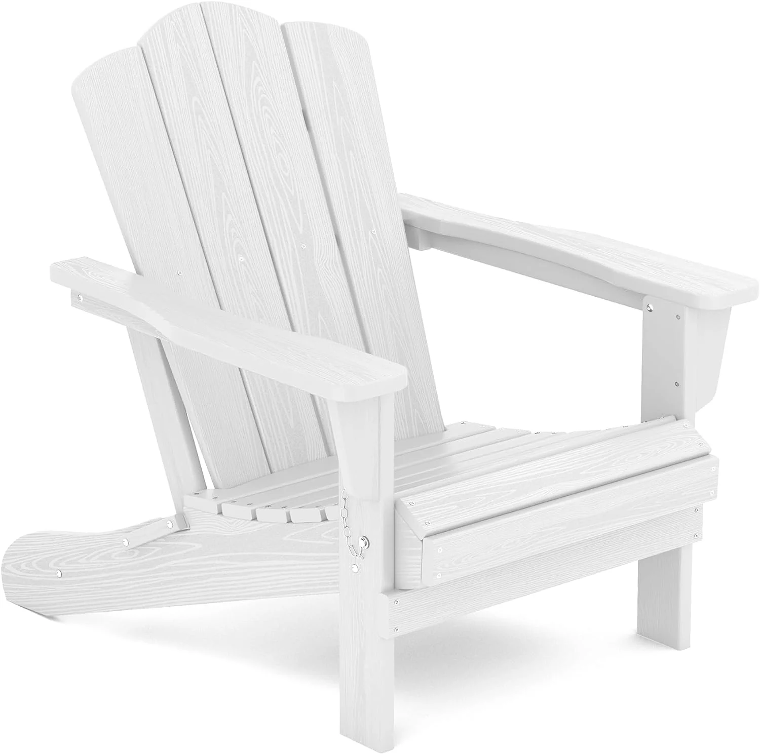KINGYES Folding Adirondack Chair, HDPE All-Weather Folding Adirondack Chair, White