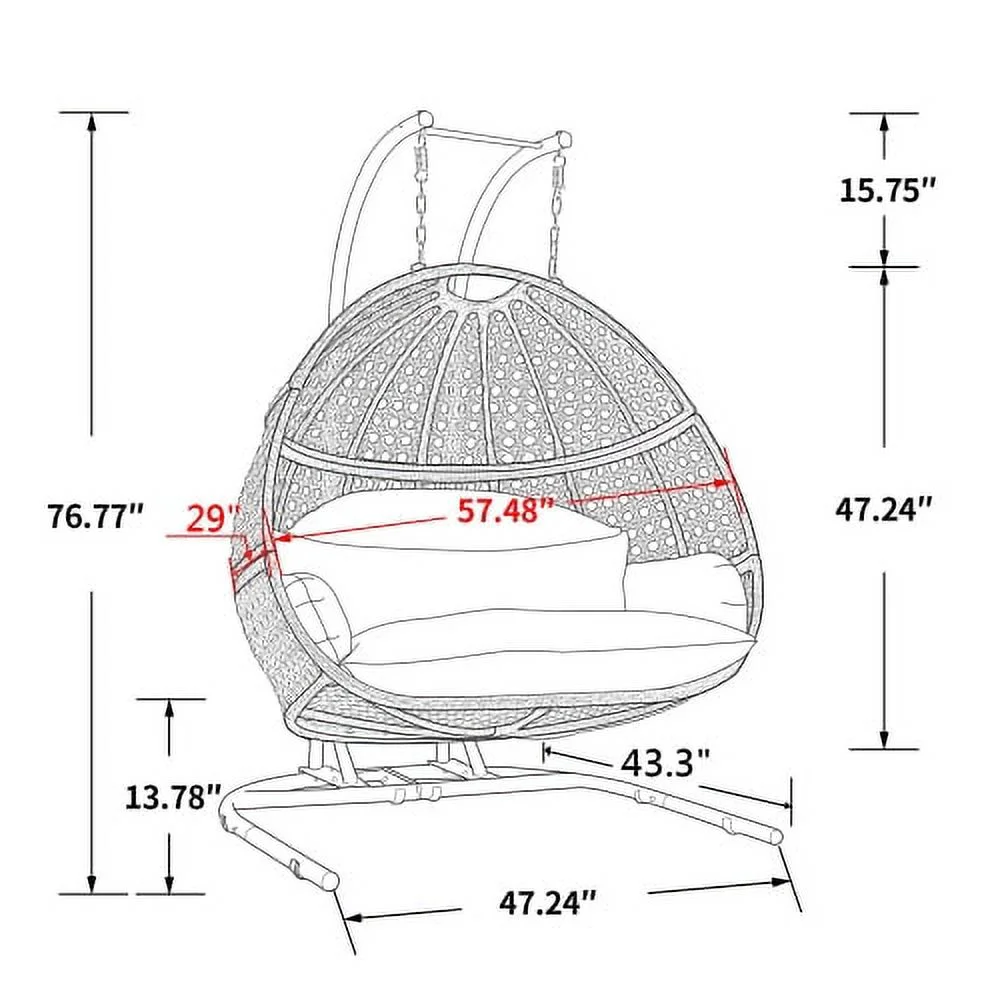 Double-Seat Swing Chair with Stand and Cushion