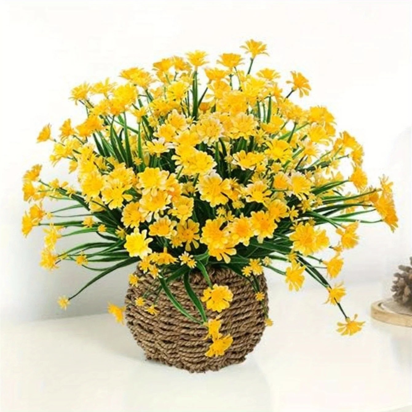 10 Bundles Artificial Daisies Flowers Outdoor Fake Plants Daisy Fake Foliage Greenery Faux Plants For Graves Hanging Outside Planter Window Box Wedding Decoration