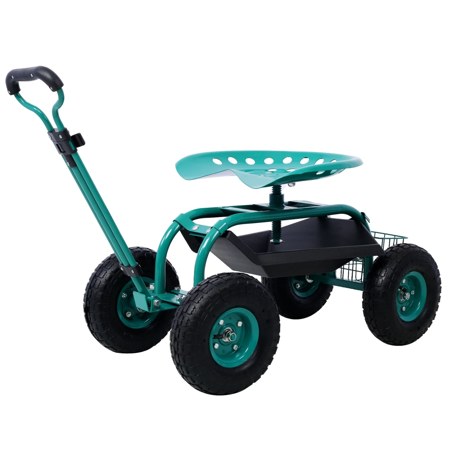 Rolling Garden Scooter Garden Cart Seat with Wheels and Tool Tray  360 Swivel Seat Green