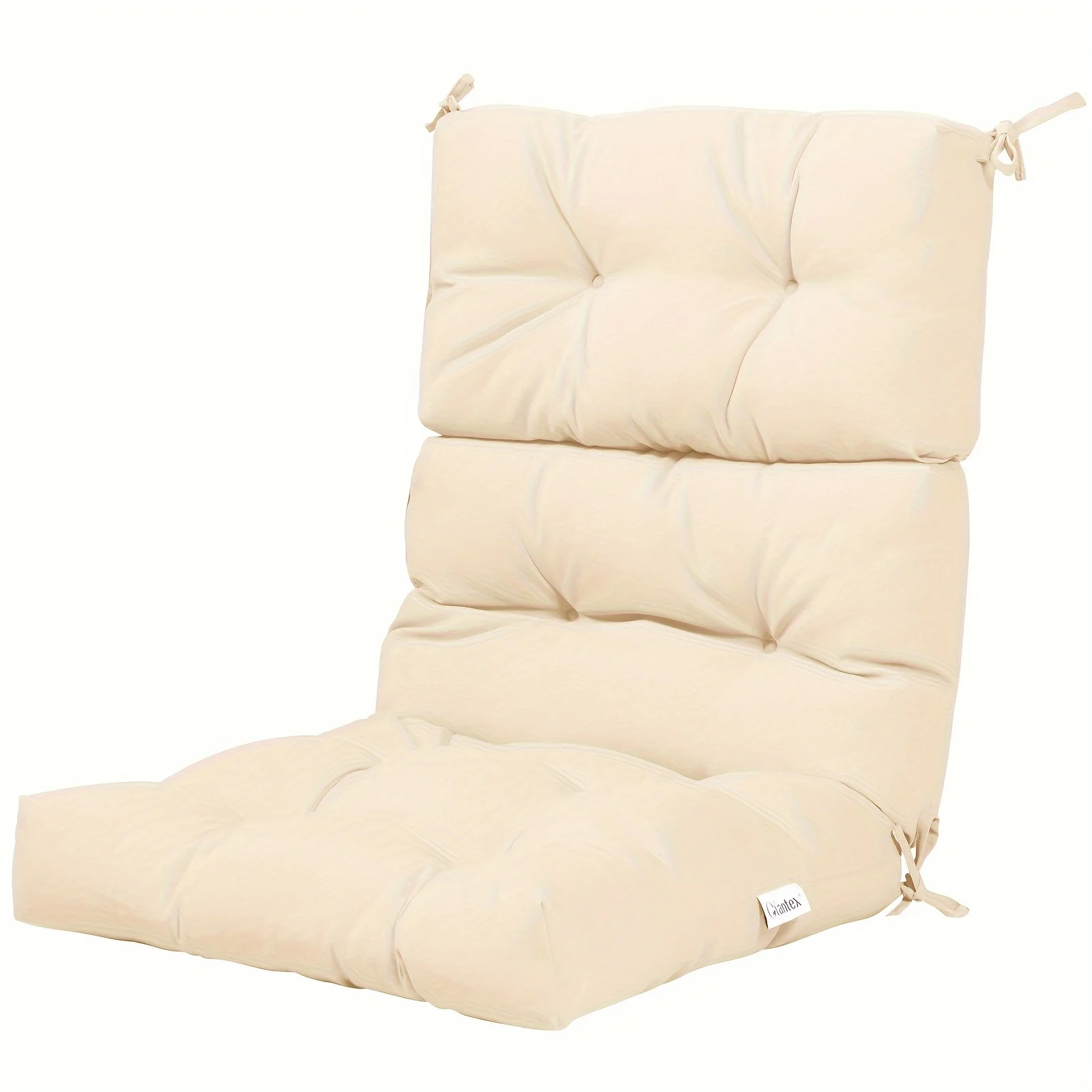 Patio High Back Chair Cushion, Tufted Chair Seat Pads with Non-Slip String Ties, Glider Rocker Replacement Cushions for Indoor Outdoor Use, Patio Wicker Furniture Cushion (Beige, 1)
