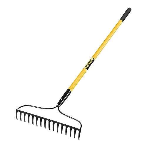 Fiberglass Handle Welded Bow Rake 16 Tines 16