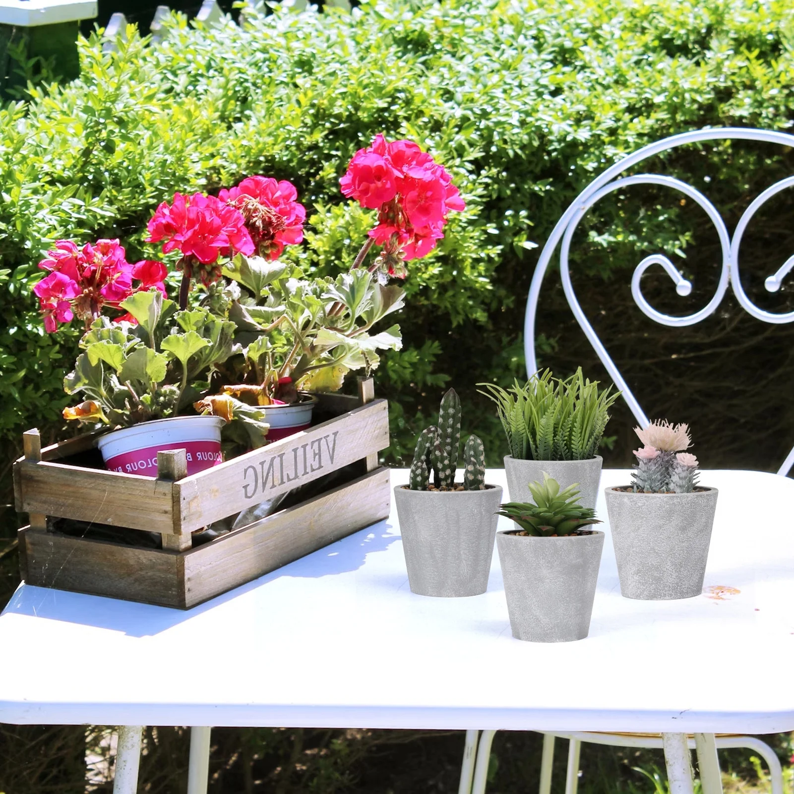 4PCS Artificial Plants in Pots Set