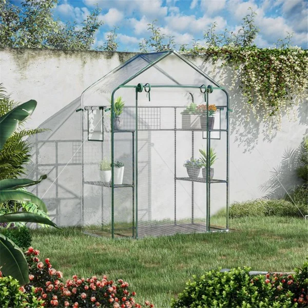 Vertical Mini Greenhouse with Trellis and Vented Windows - Stylishly Grow Your Garden