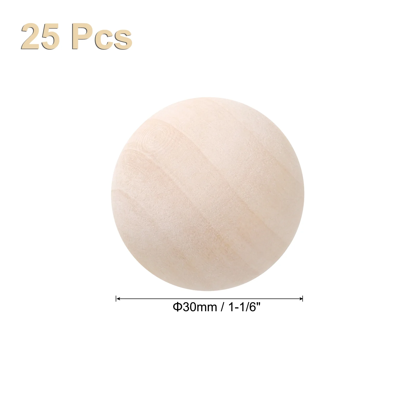 Uxcell 25 Pcs Wooden Round Balls 1-1/4