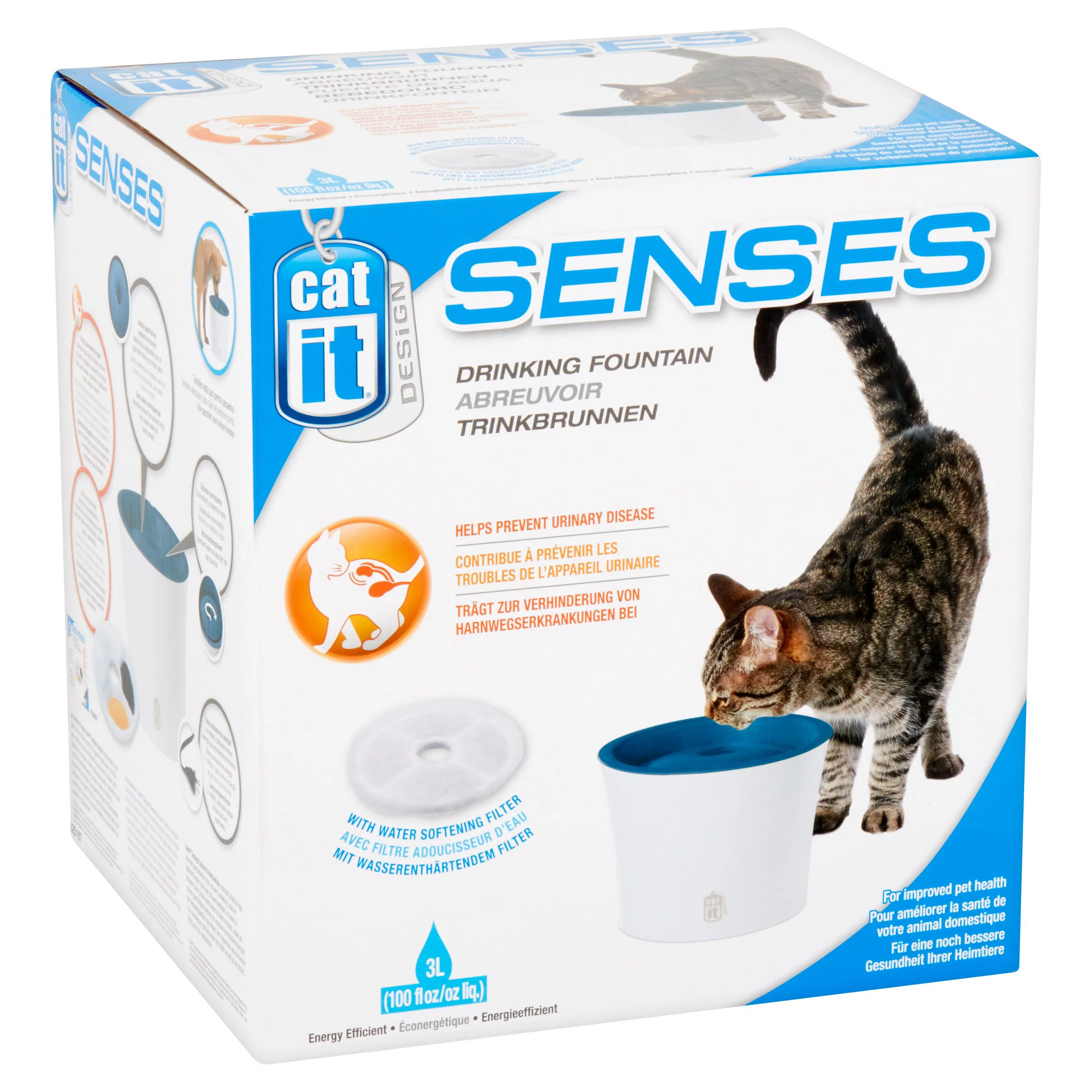 Catit Senses Fountain with Water Softening Cartridge, 3L