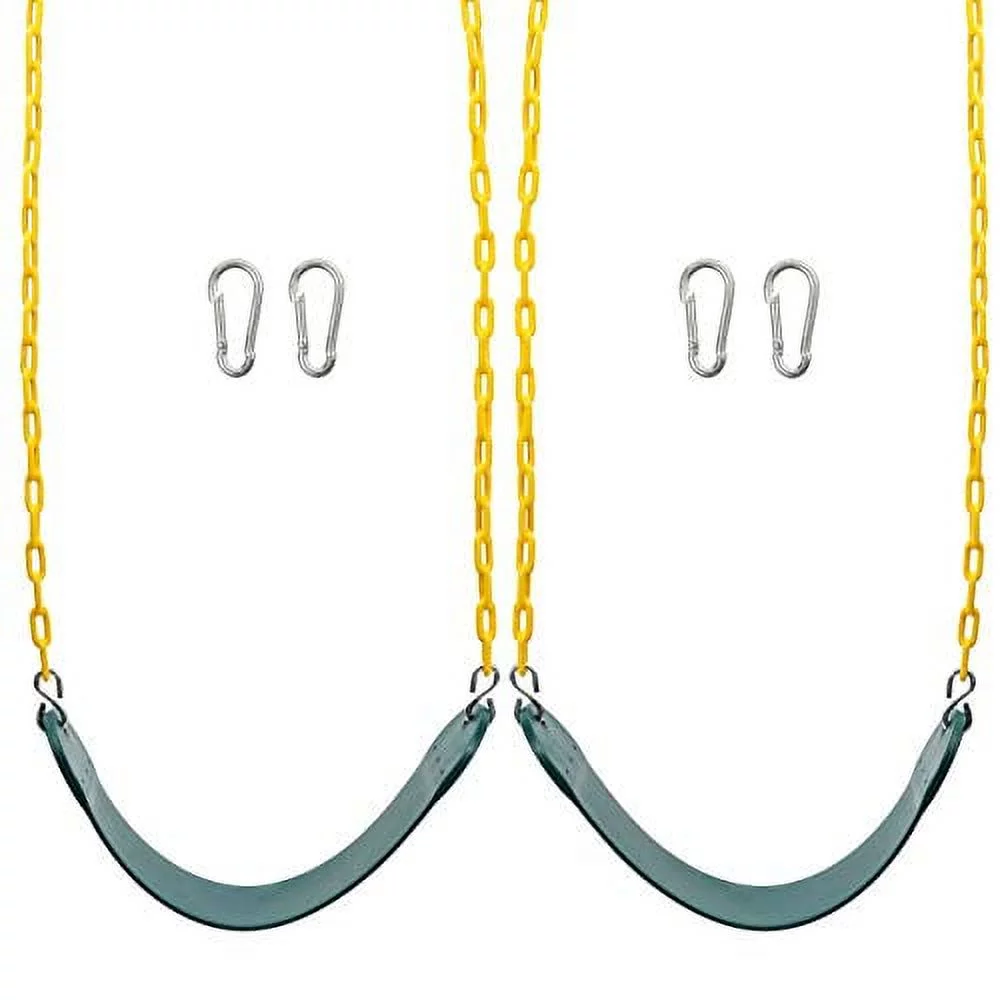 Sunnyglade 2PCS Swings Seats Heavy Duty with 66" Chain Plastic Coated, Playground Swing Set Accessories Replacement with Snap Hooks, Support 250lb