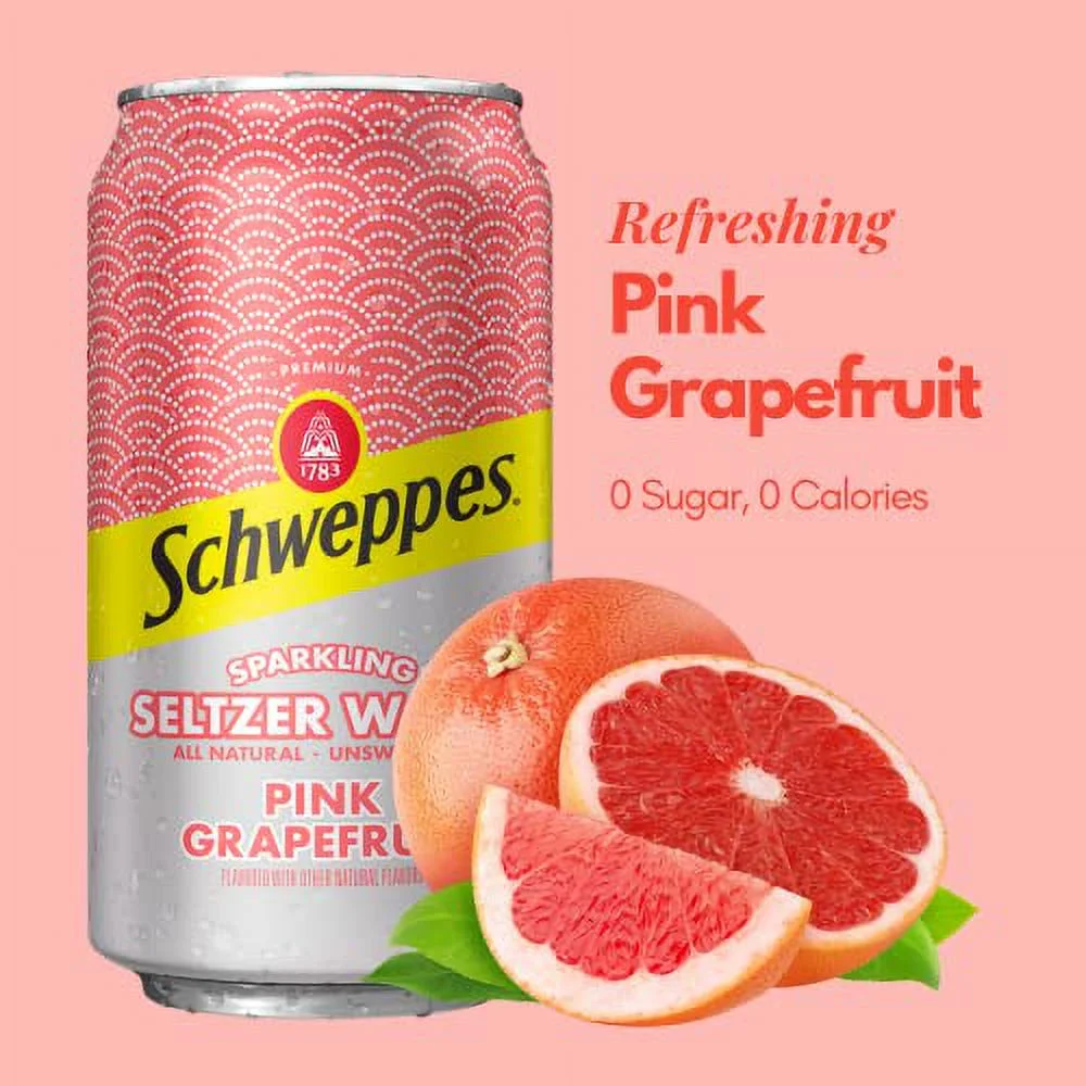 Grapefruit Sparkling Seltzer Water - 12, 12Oz Cans - Refreshing And Crisp Grapefruit Flavor - Perfect Alone Or Mixed - 12 Pack