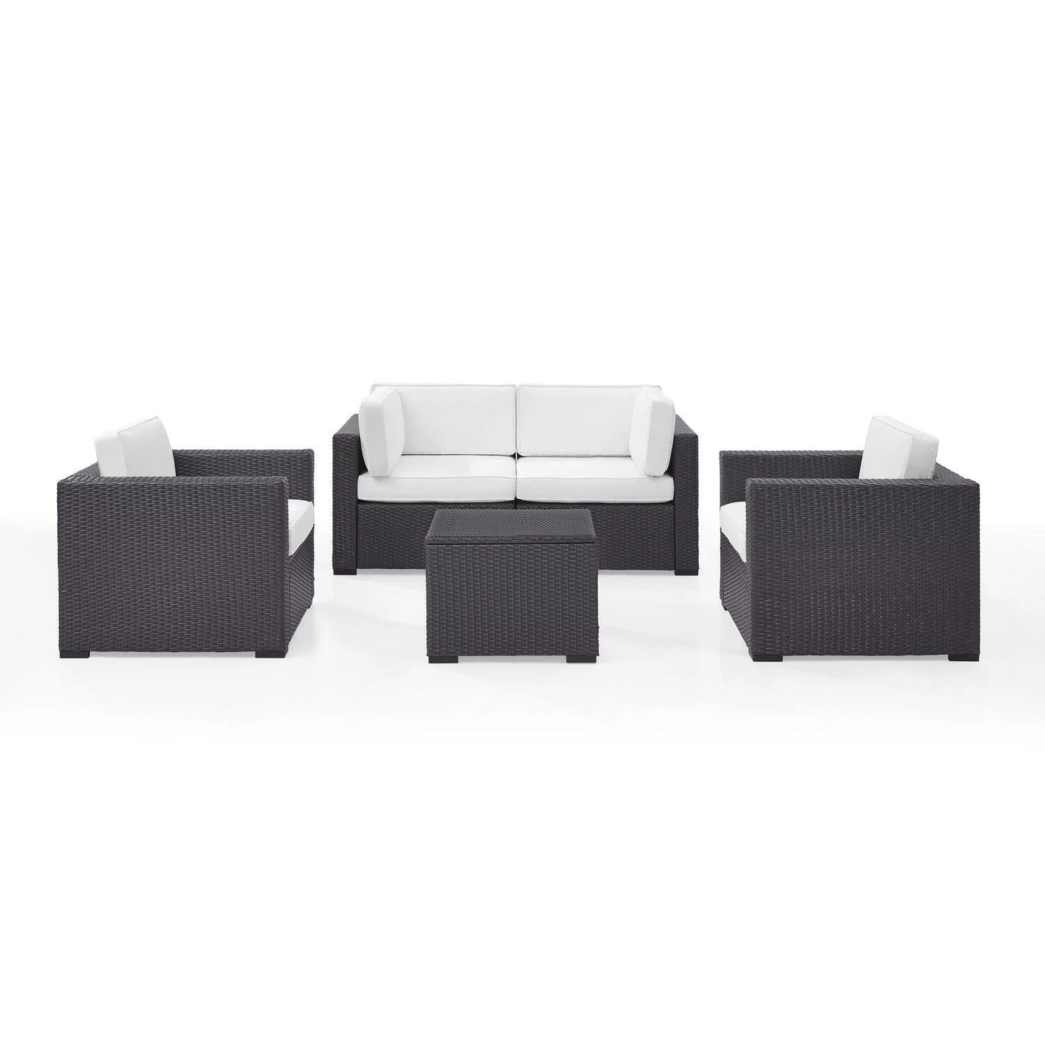 Maykoosh Modern Marvel 5Pc Outdoor Wicker Conversation Set W/Fire Pit White/Brown - Ashland Firepit & 4 Armless Chairs