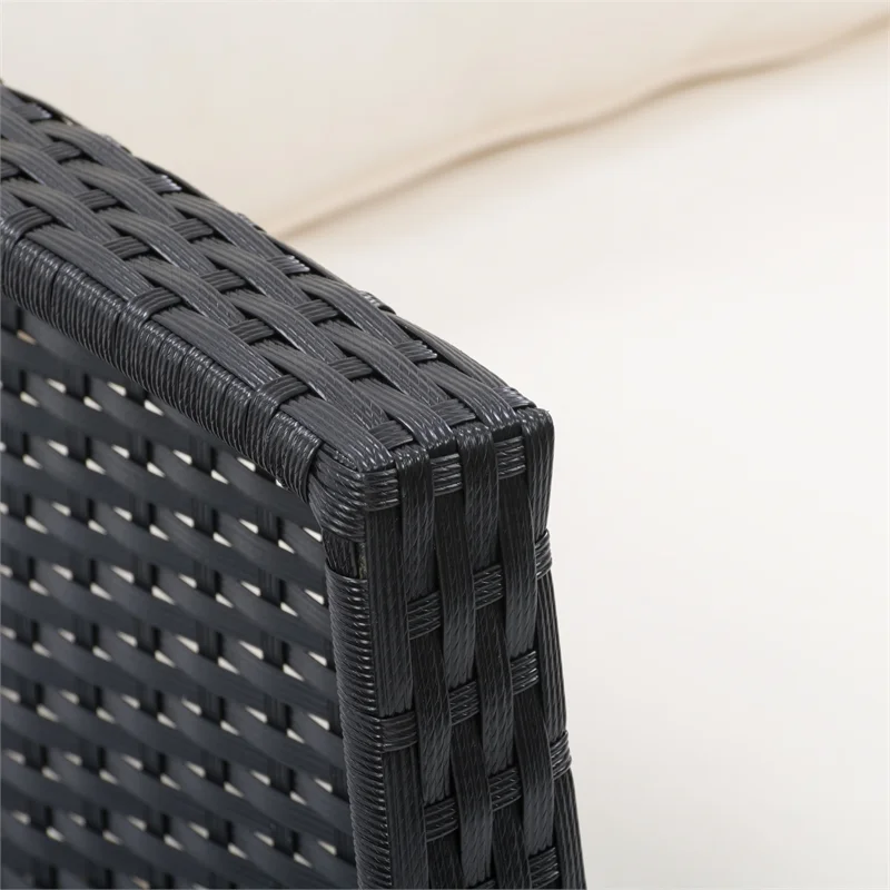 Afuera Living 4-Piece Fabric & Wicker/Rattan Patio Set in Warm White/Black